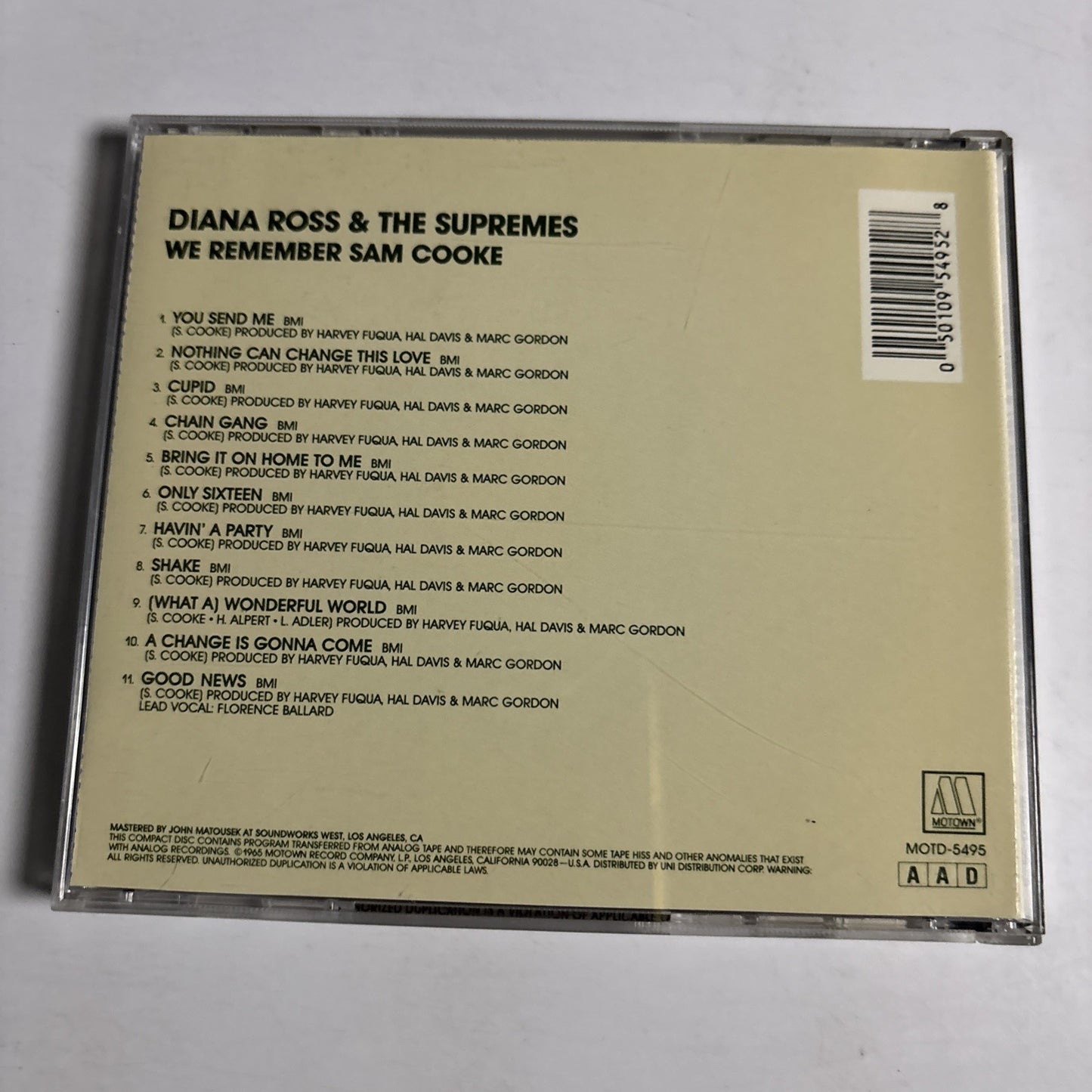The Supremes – We Remember Sam Cooke (CD, 1991) US MOTD-5495