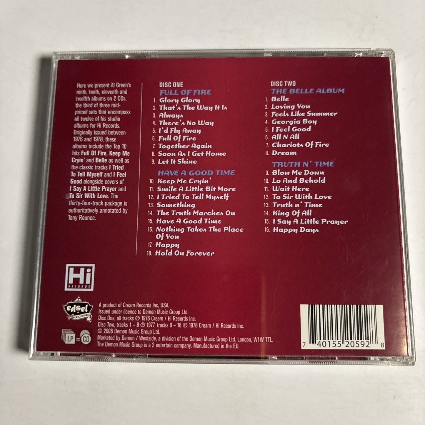 Al Green – The Legendary Hi Records Albums, Volume 3 (CD 2006) UK 2-Disc HEXD 59