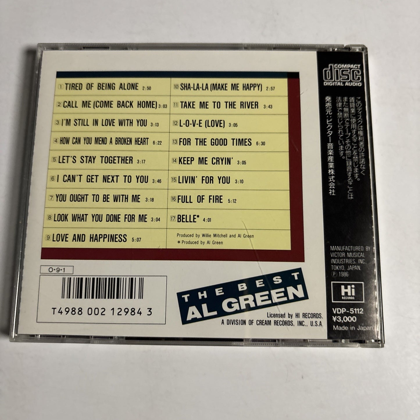 Al Green – The Best (CD, 1987) Japan VDP-5112