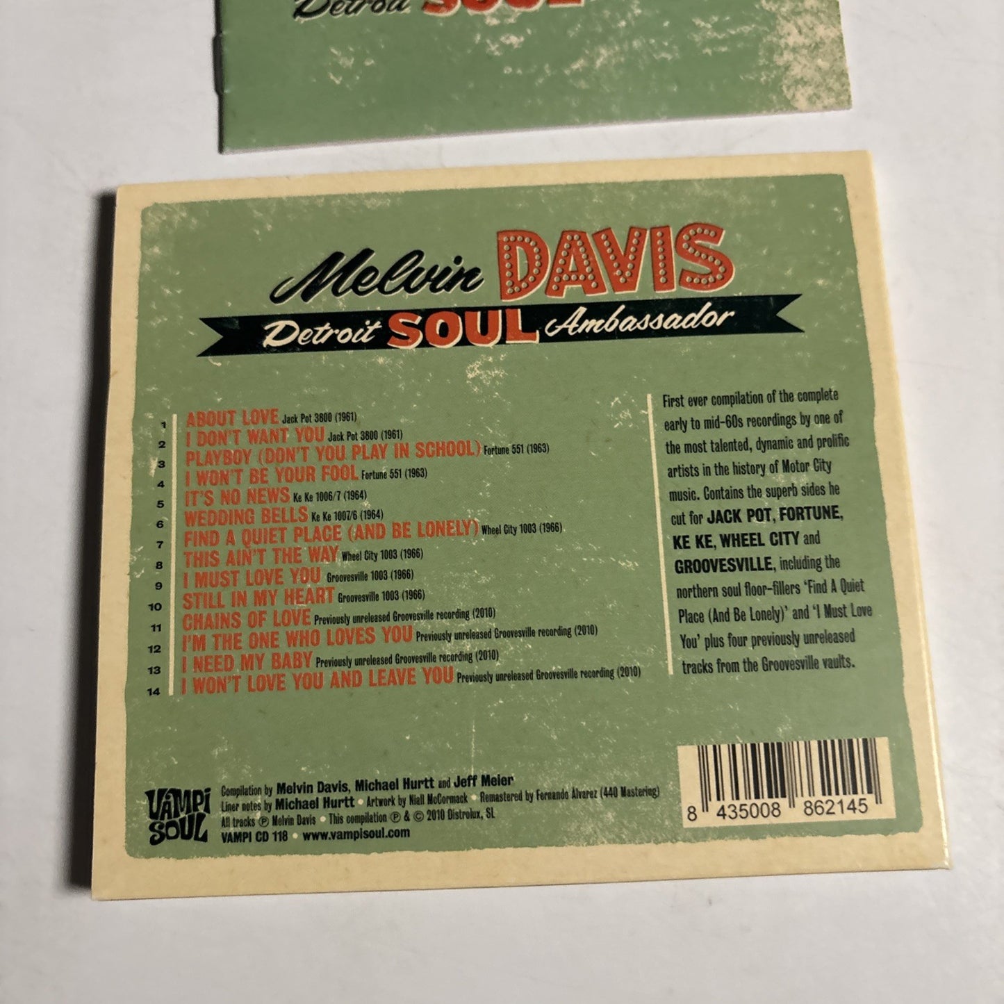 Melvin Davis – Detroit Soul Ambassador (CD, 2010) Spain VAMPI CD 118