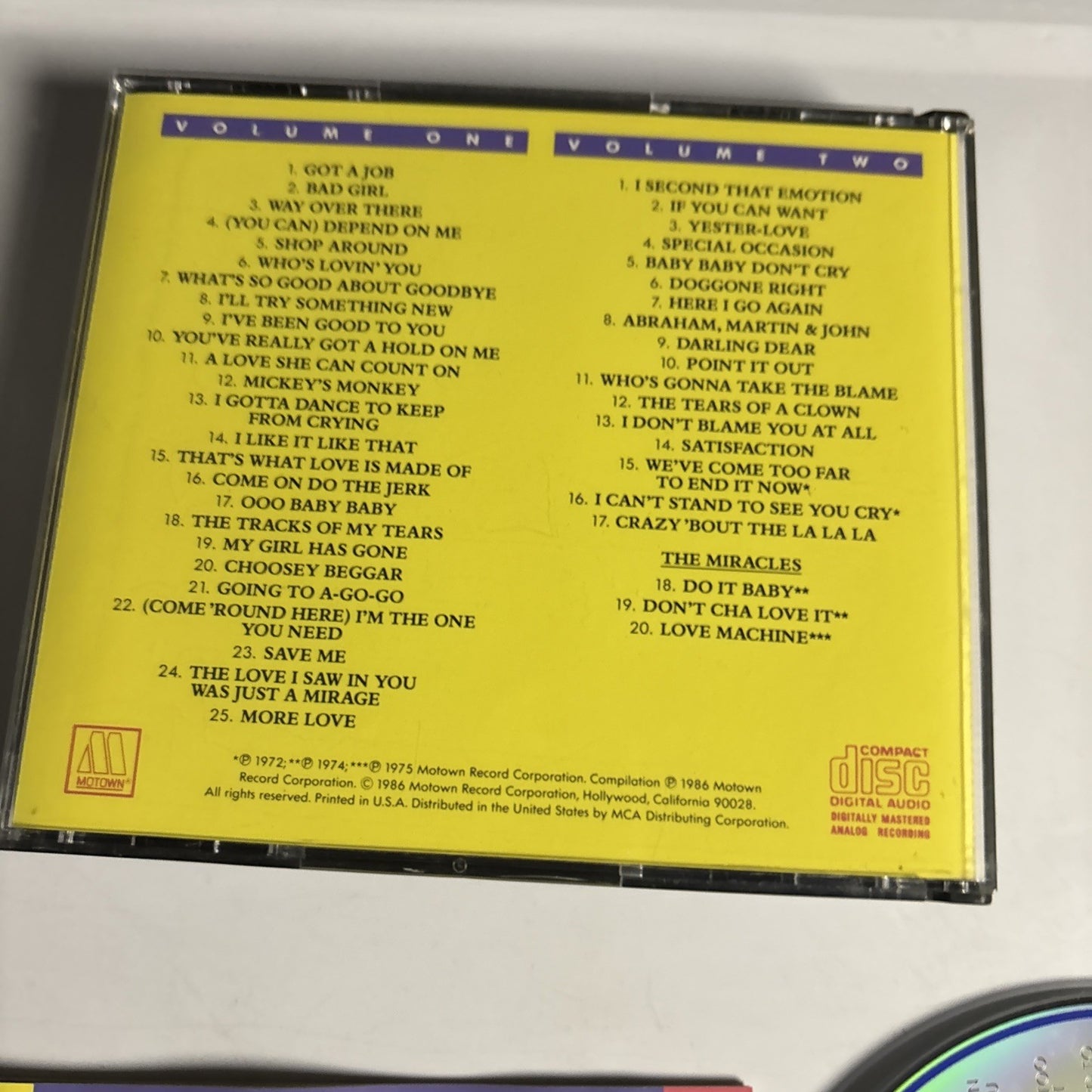 The Miracles – Anthology (CD, 1986, 2-Disc) US MCD06196MD2