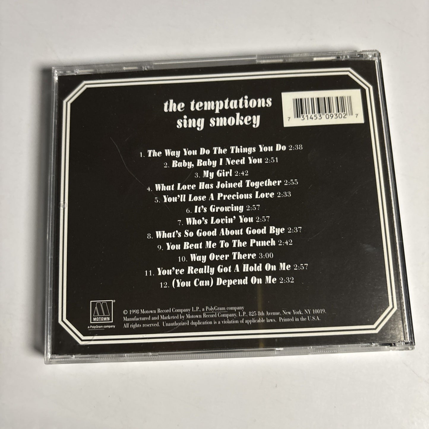 The Temptations – The Temptations Sing Smokey (CD, 1998) US 314530930-2