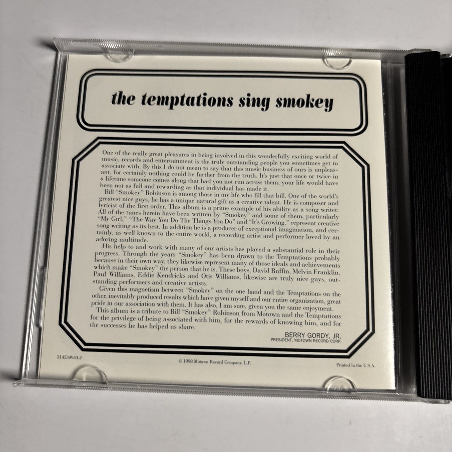 The Temptations – The Temptations Sing Smokey (CD, 1998) US 314530930-2