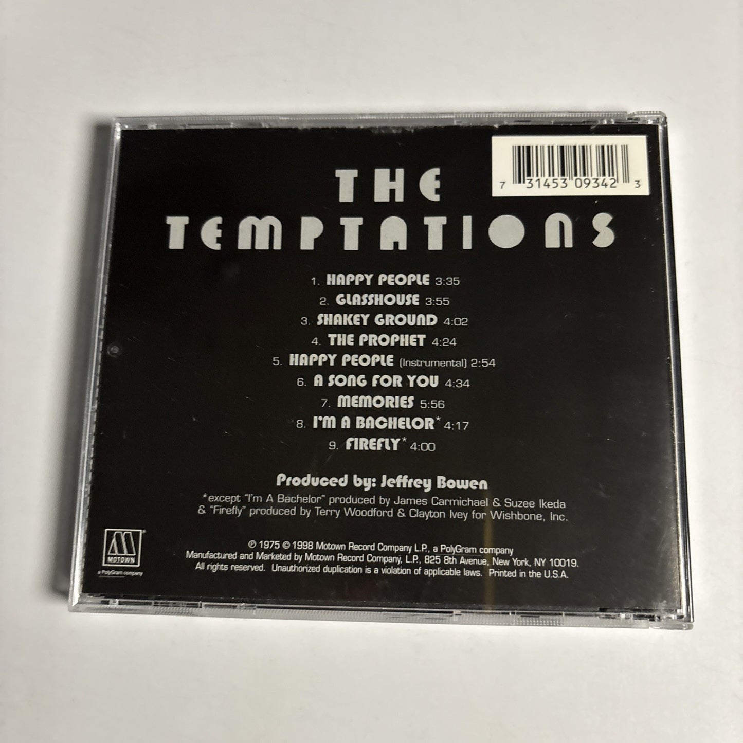 The Temptations – A Song For You (CD, 1998) US 314530934-2