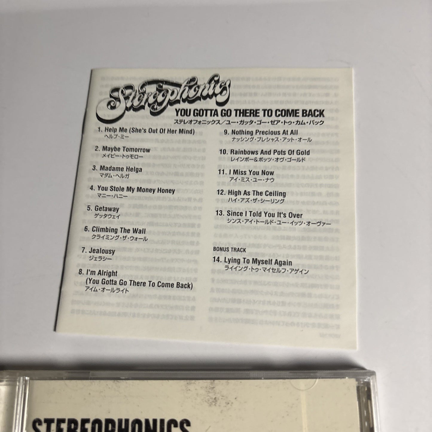 Stereophonics – You Gotta Go There To Come Back (CD, 2003) Japan Bonus  V2CP152