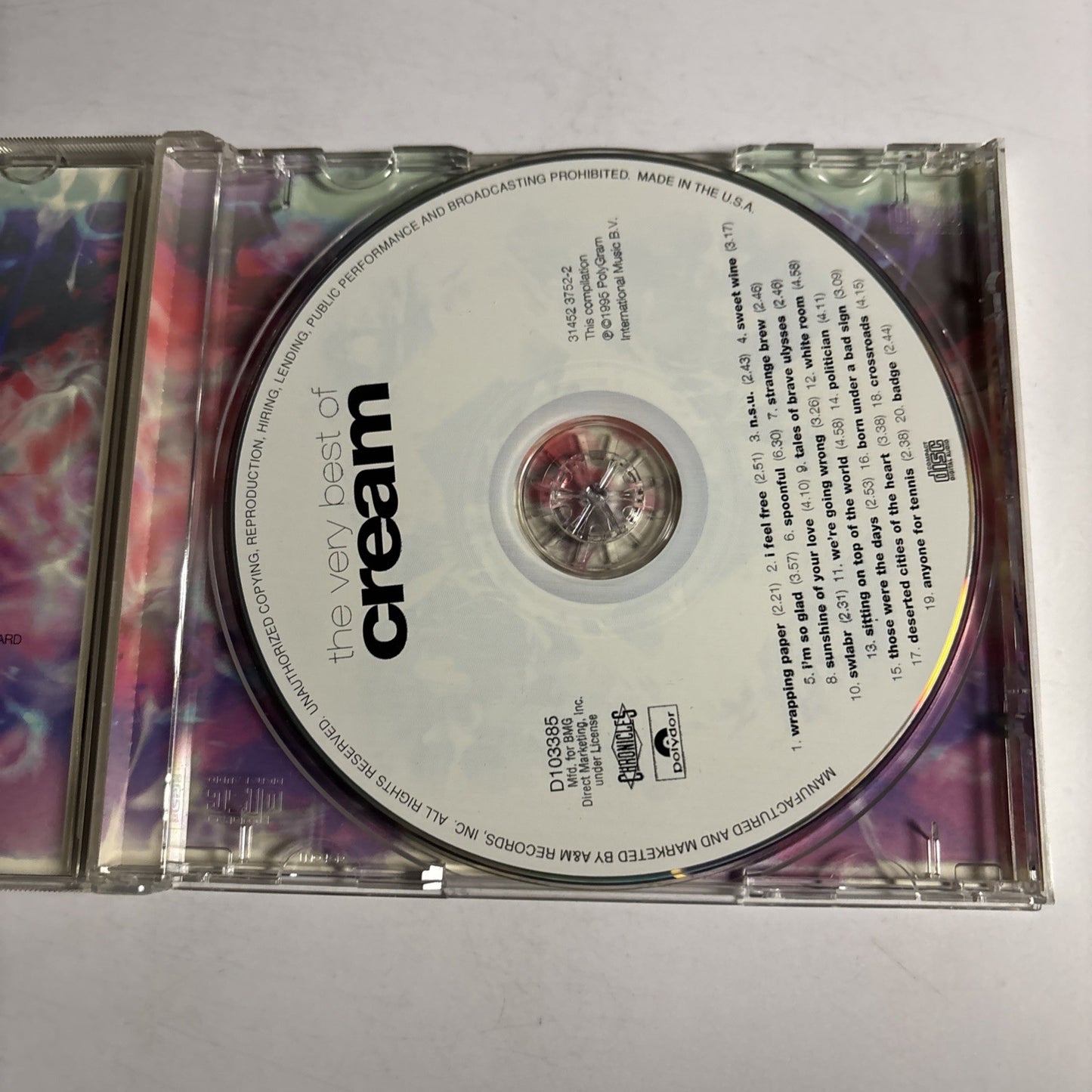 Cream – The Very Best Of Cream (CD, 1995) US 31452 3752-2