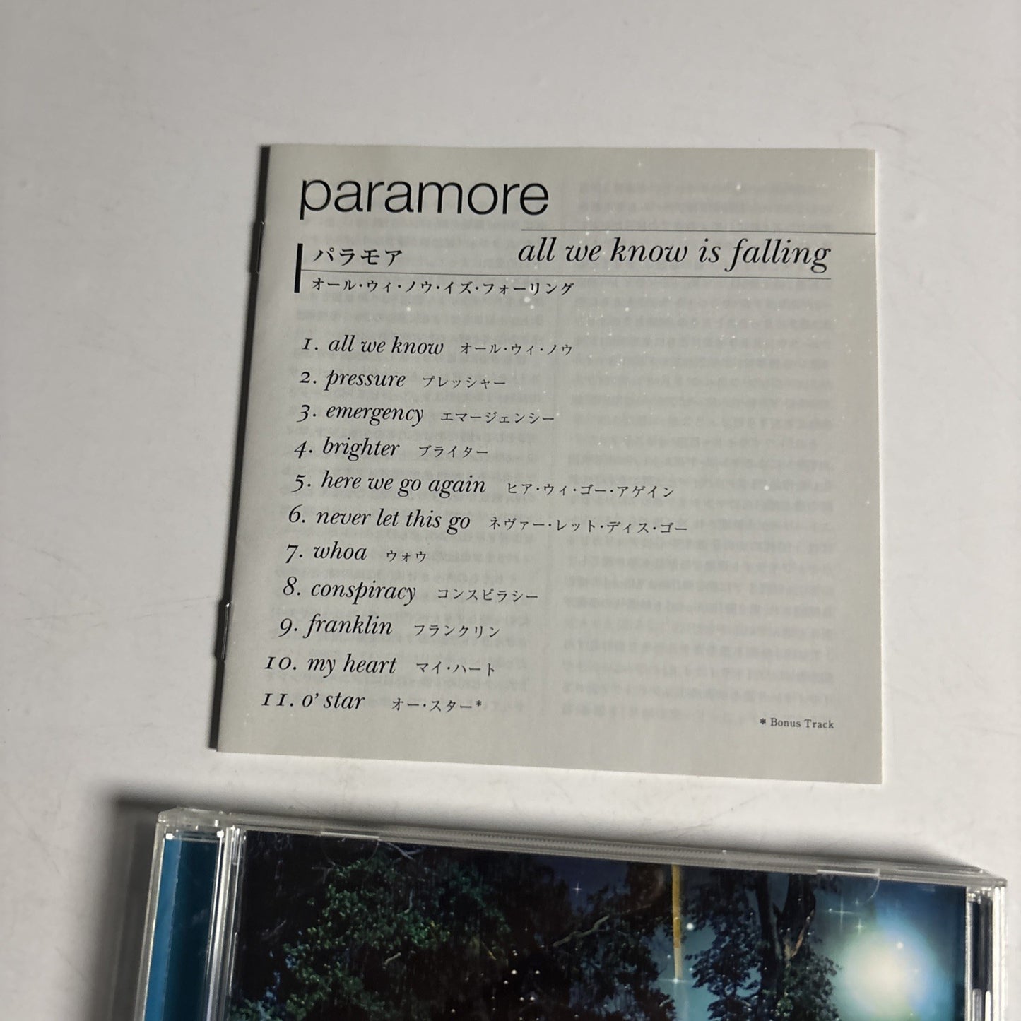 Paramore – All We Know Is Falling (CD, 2009) Japan Bonus Track WPCR 13509