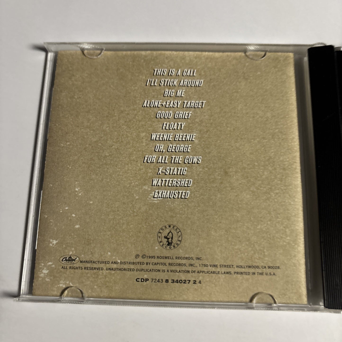 Foo Fighters – Foo Fighters (CD, 1995) US CDP 7243 8 34027 2 4