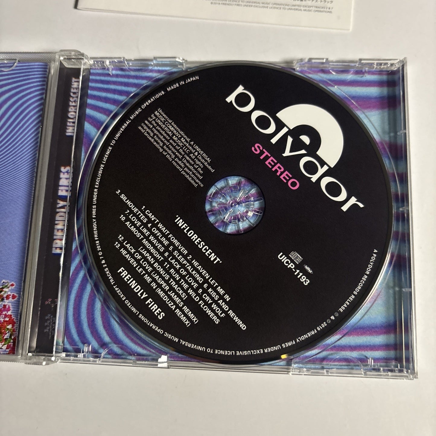 Friendly Fires – Inflorescent (CD, 2019) Japan Bonus Track UICP-1193