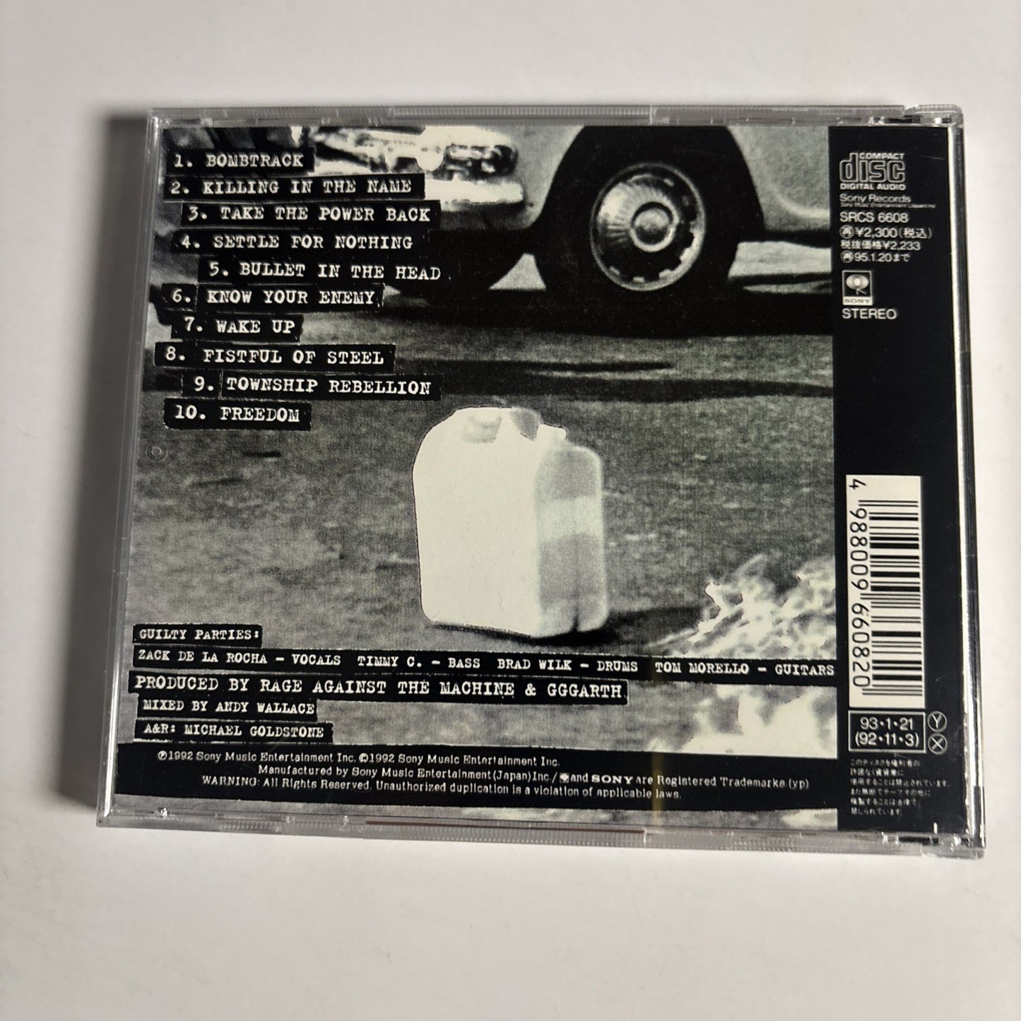 Rage Against The Machine – Rage Against The Machine (CD, 1993) Japan SRCS 6608