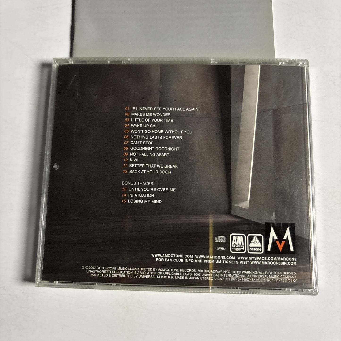 Maroon 5 – It Won't Be Soon Before Long (CD, 2007) Japan UICA-1031