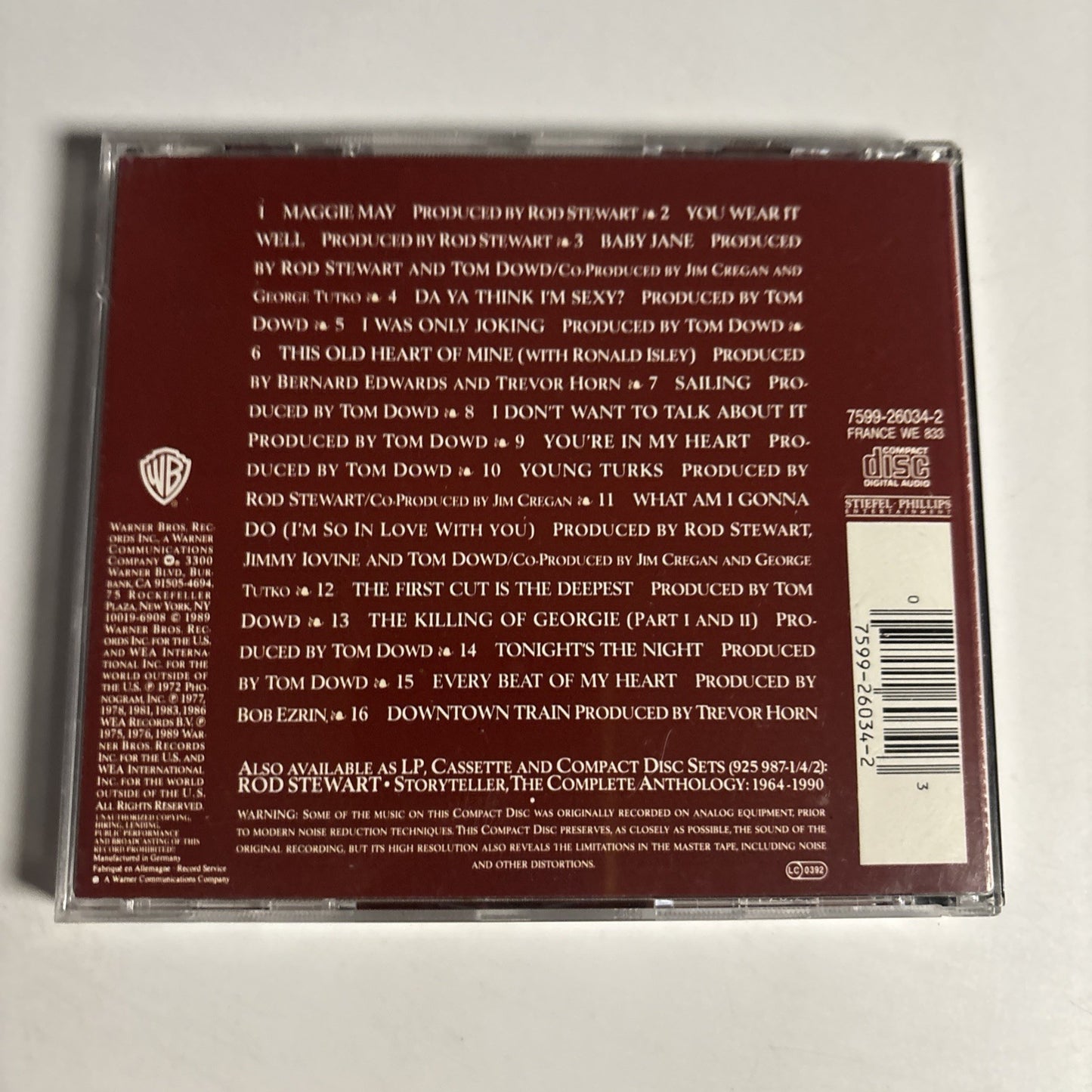 Rod Stewart – The Best Of Rod Stewart (CD, 1989) Europe 7599-26034-2