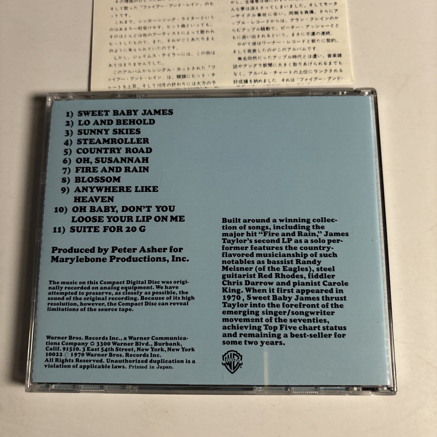 James Taylor – Sweet Baby James (CD, 1988) Japan 20P2-2091