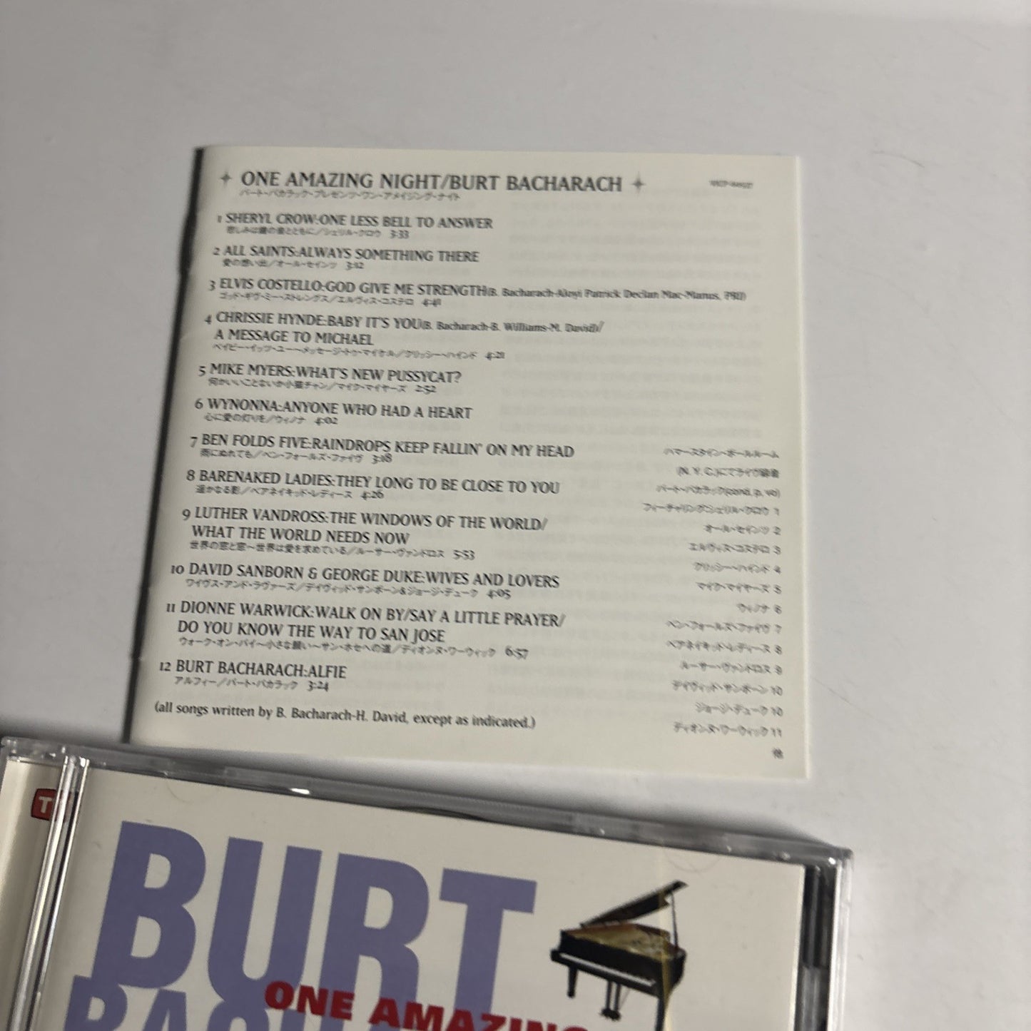 Burt Bacharach – One Amazing Night (CD, 1998) Japan VICP-60537