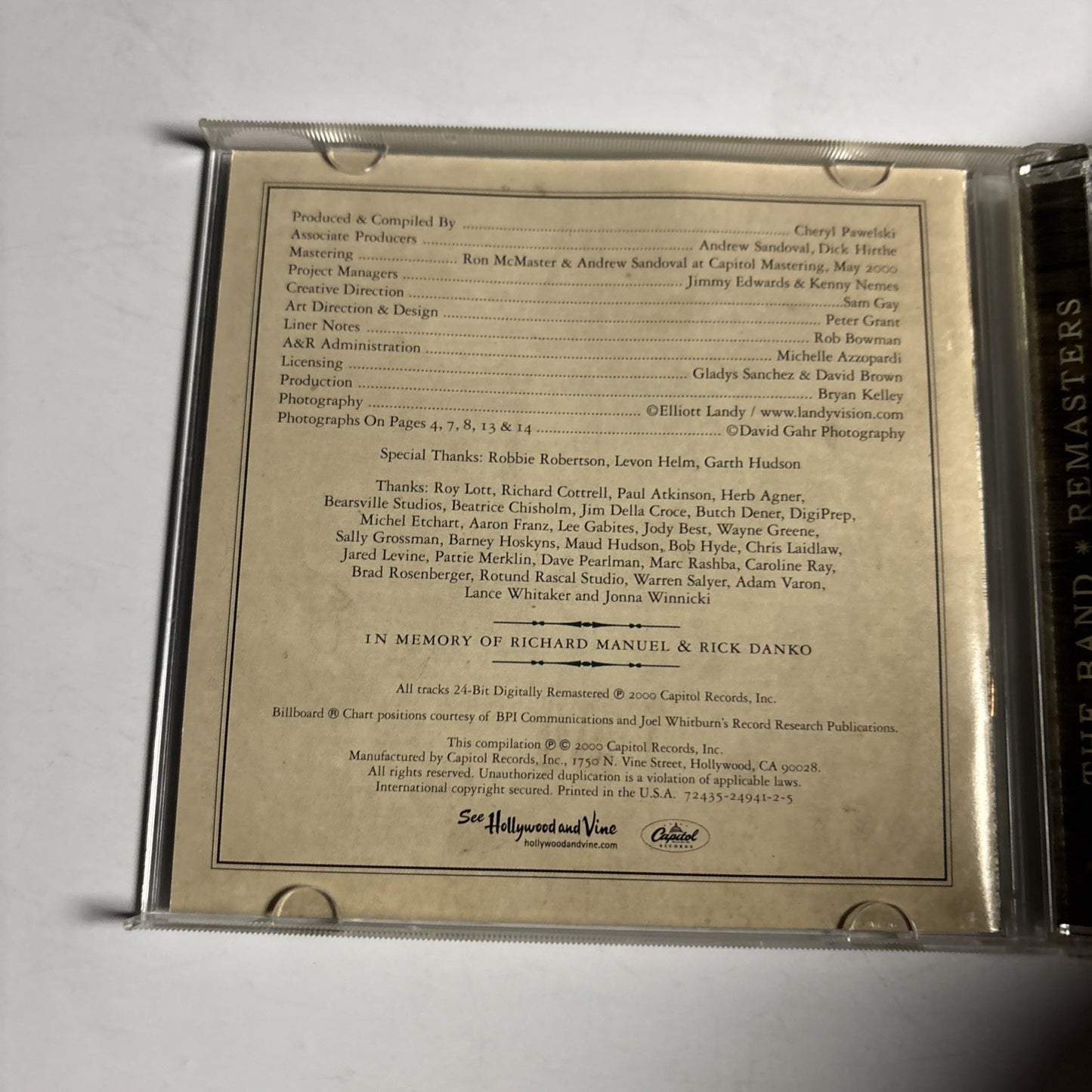 The Band – Greatest Hits (CD, 2000) US 72435-24941-2-5