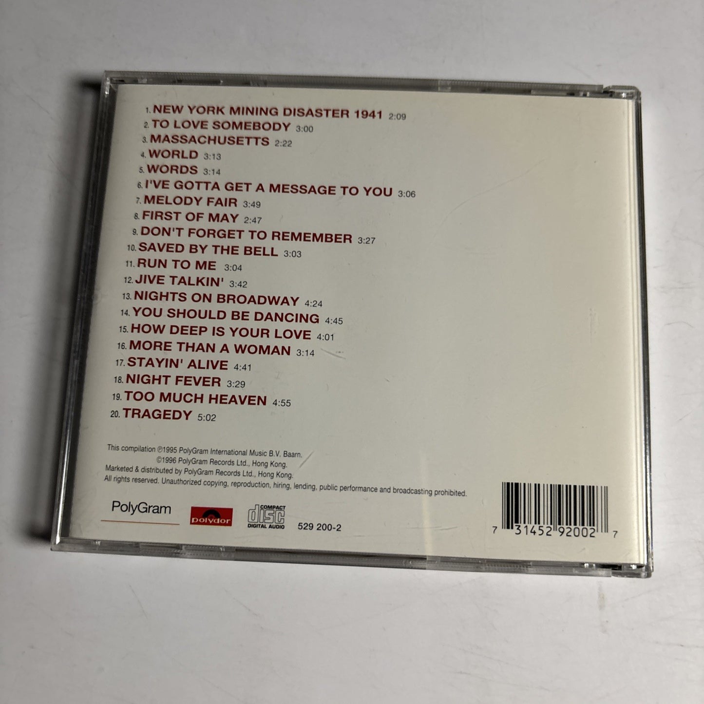Bee Gees – The Very Best Of The Bee Gees (CD, 1997) Hong Kong 529 200-2