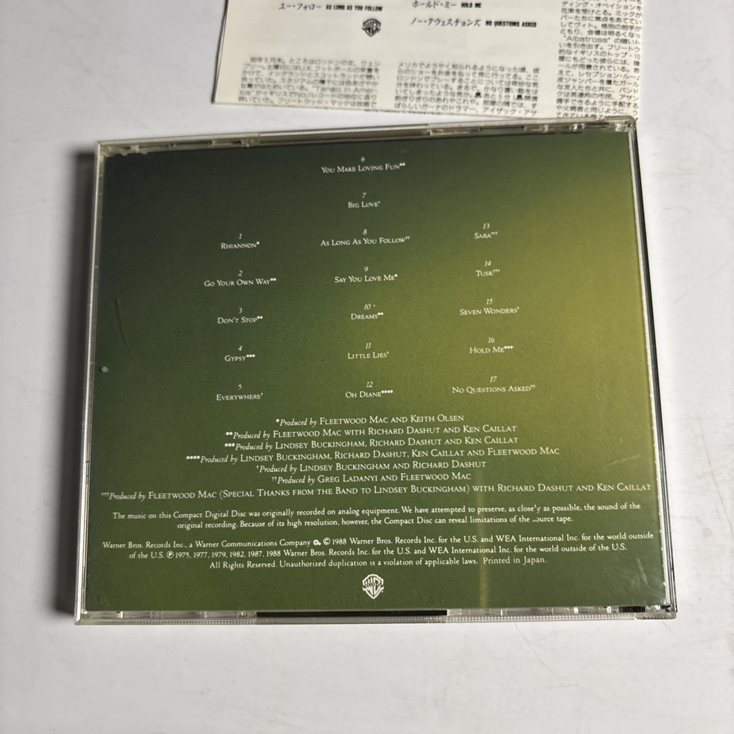 Fleetwood Mac – Greatest Hits (CD, 1988)  Japan 25P2-2390