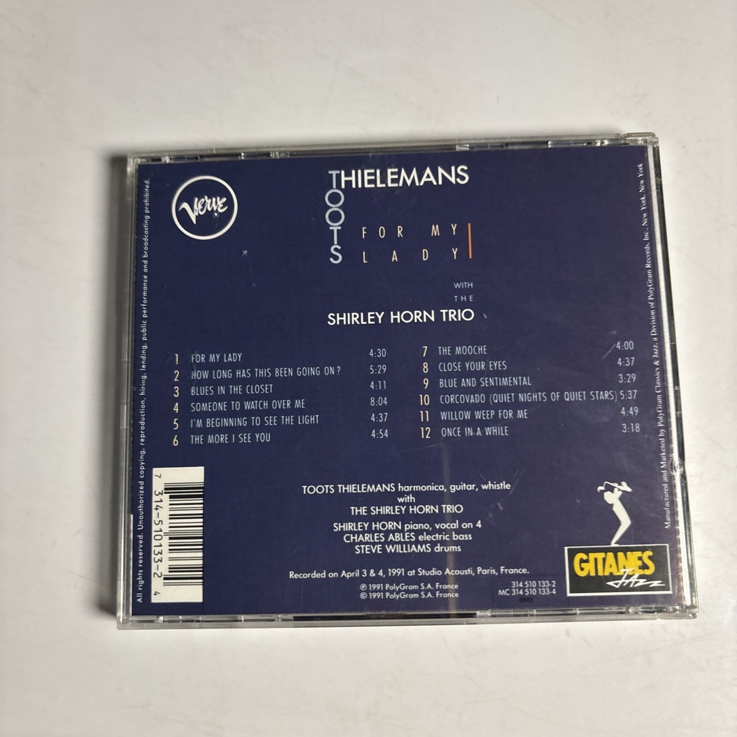 Toots Thielemans, Shirley Horn Trio – For My Lady (CD, 1991) US 314 510 133-2