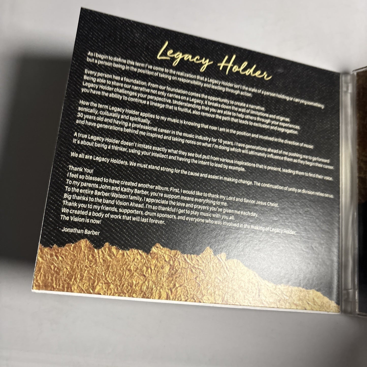 Jonathan Barber, Vision Ahead – Legacy Holder (CD, 2020) US Digipak