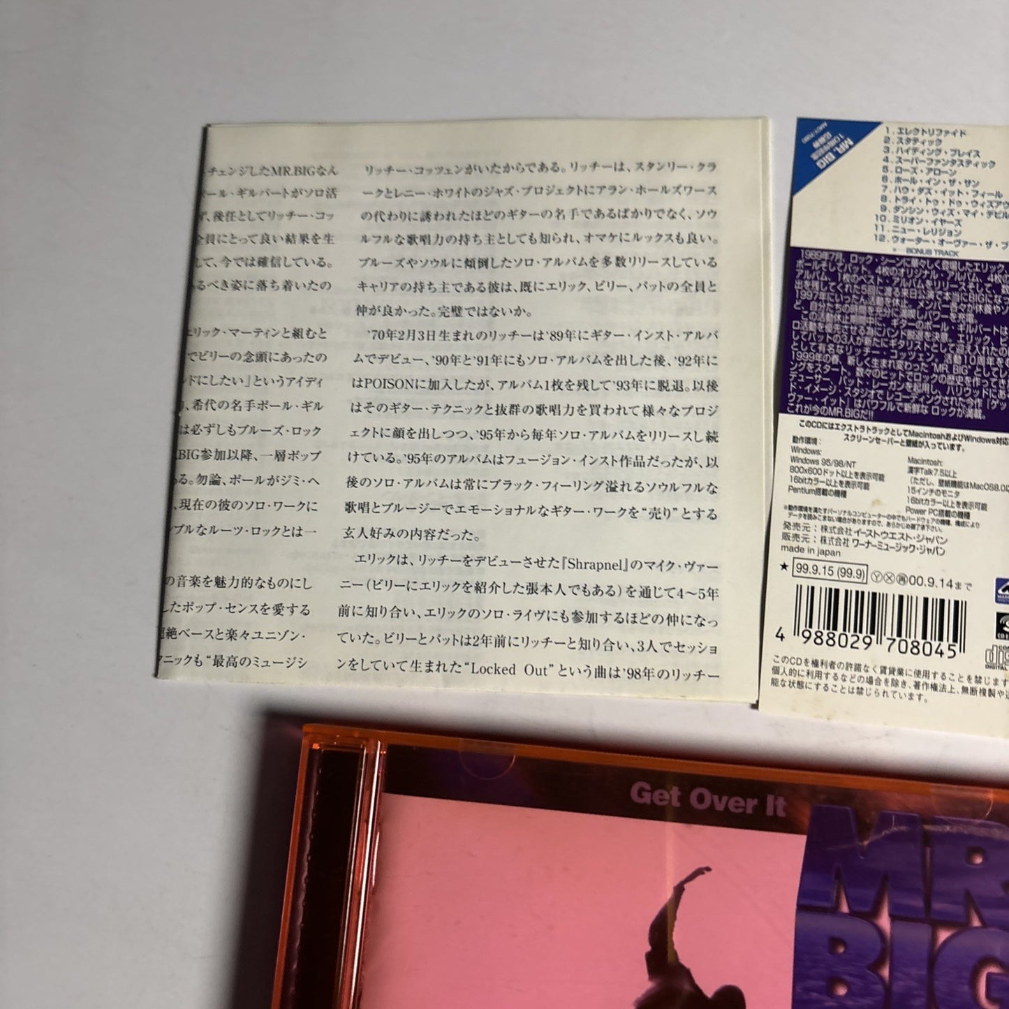 Mr. Big – Get Over It (CD, 1999) Japan Limited Edition, Obi AMCY-7080