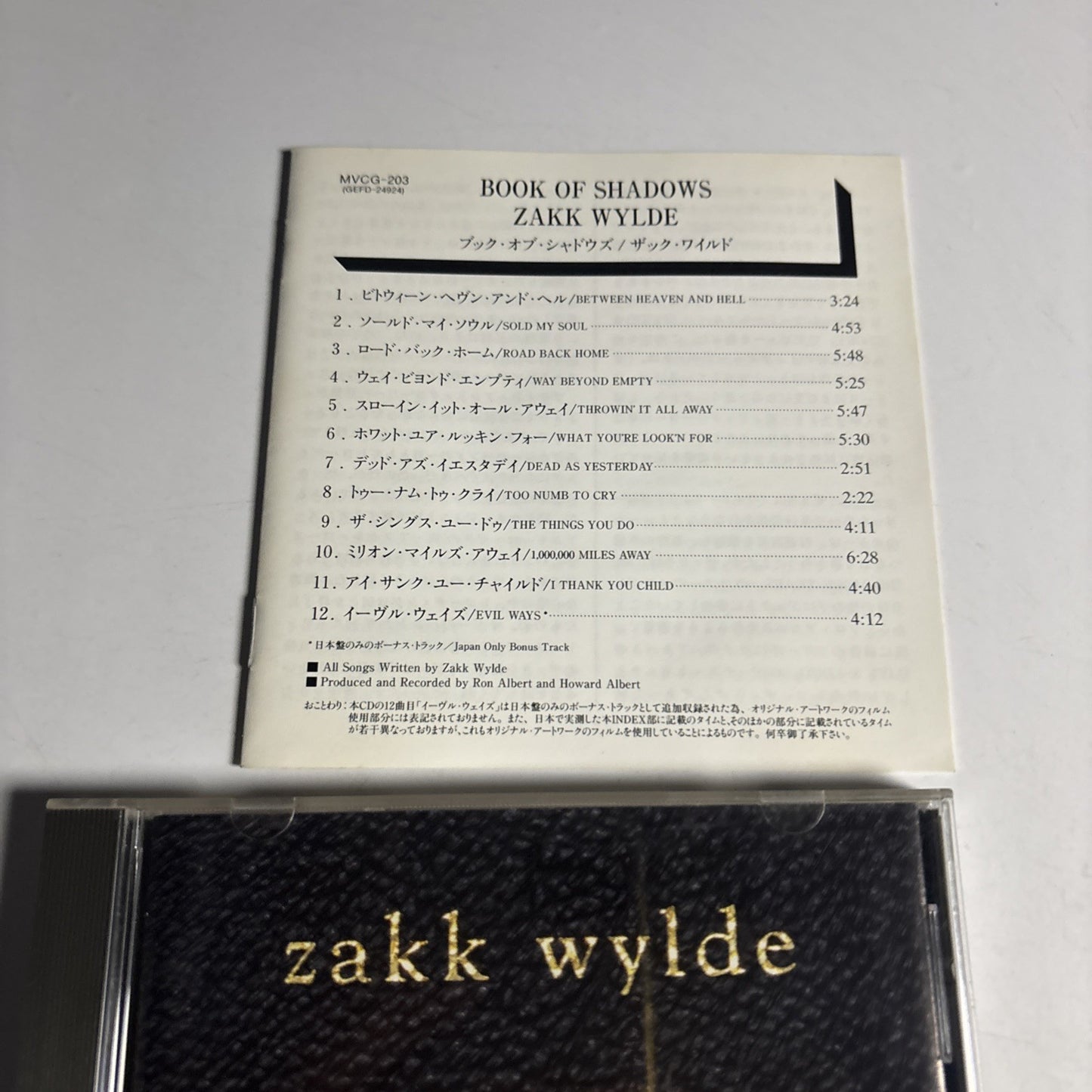 Zakk Wylde – Book Of Shadows (CD, 1996) Japan Bonus Track MVCG-203