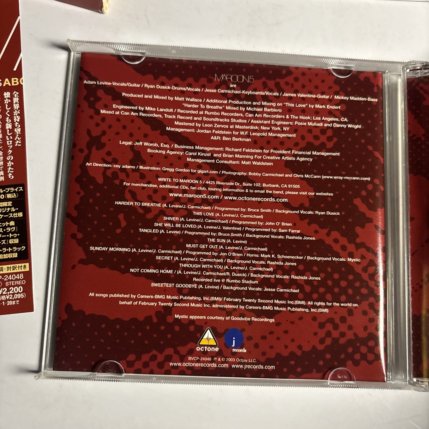 Maroon 5 – Songs About Jane (CD, 2004) Japan obi BVCP 24048