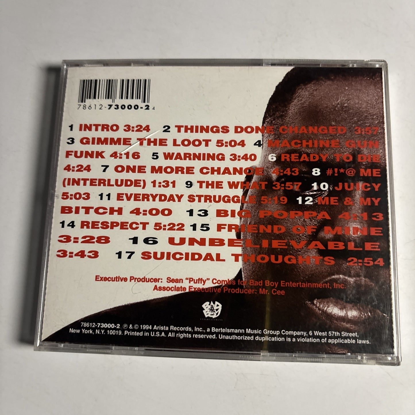 Notorious B.I.G. – Ready To Die (CD, 1994) US 78612-73000-2