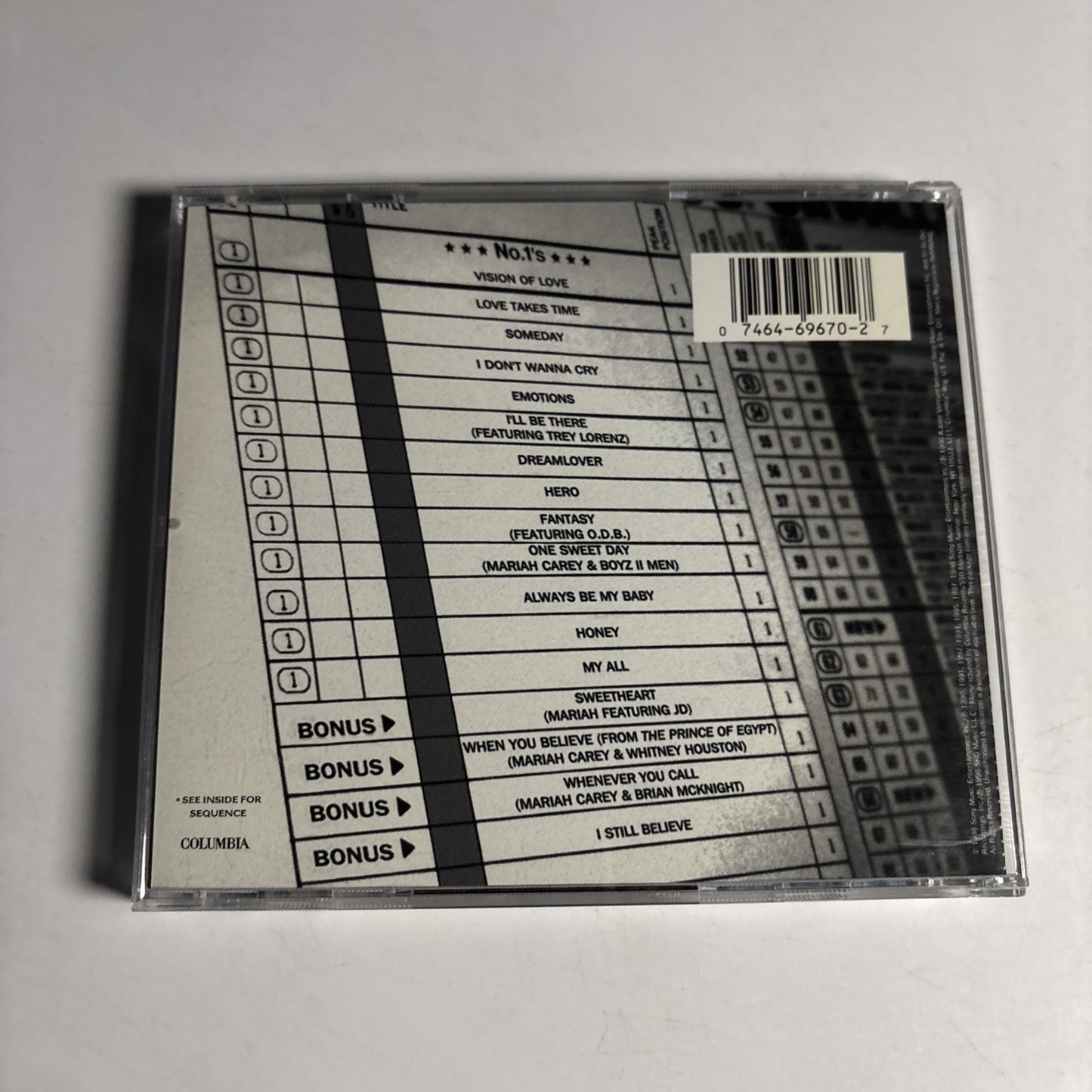 Mariah Carey – #1's (CD, 1998) US CK 69670