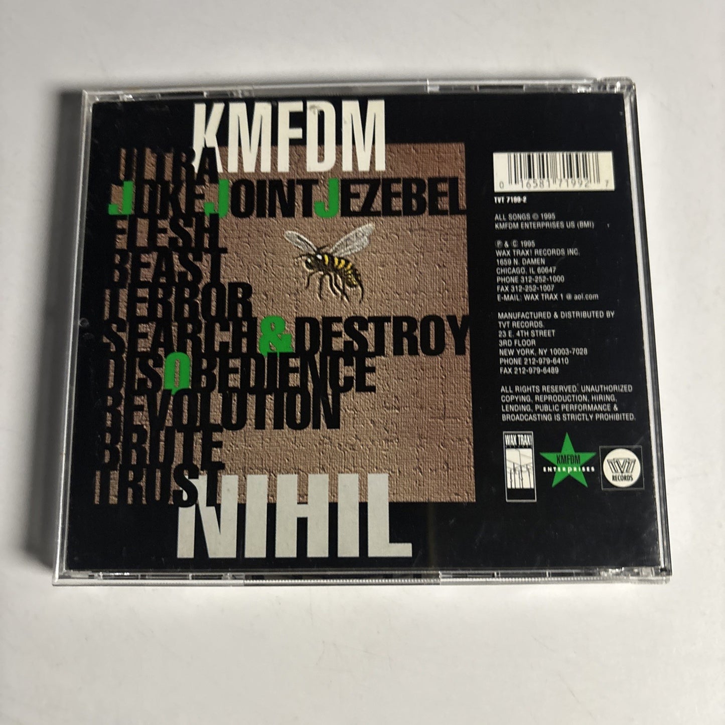 KMFDM – Nihil (CD, 1995) US TVT 7199-2
