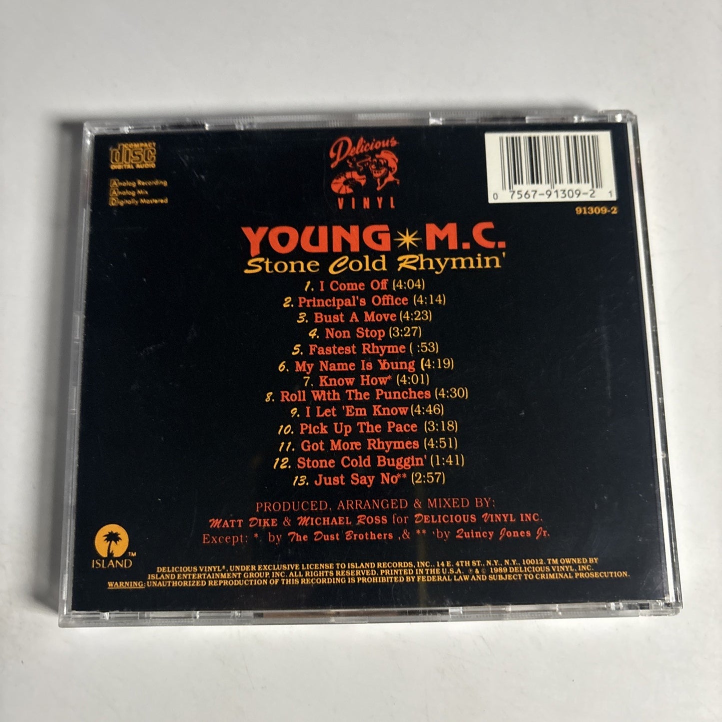 Young MC – Stone Cold Rhymin' (CD, 1989) US 7 91309-2