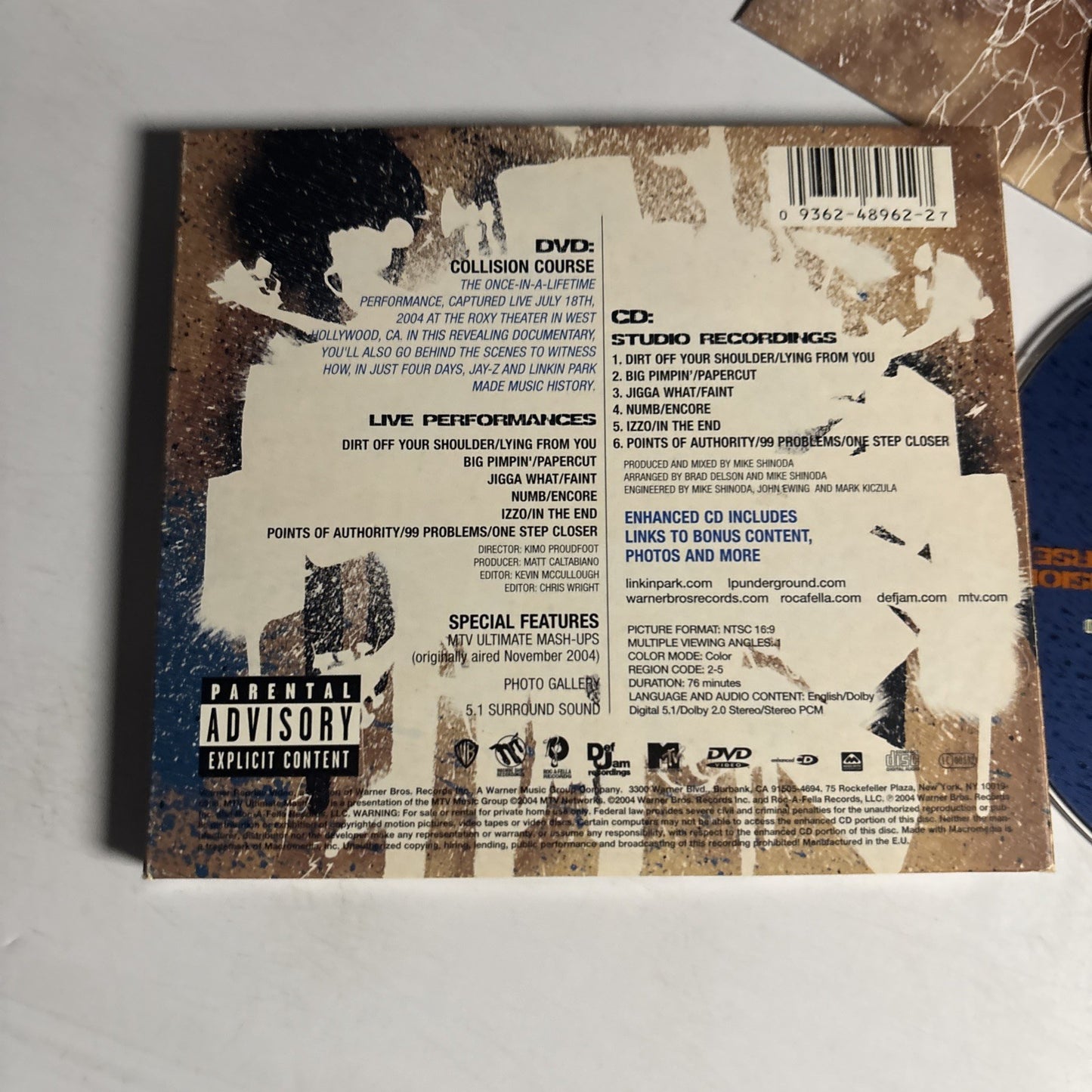 Jay-Z, Linkin Park – Collision Course (CD + DVD, 2004) Europe DVD 9362-48962-2