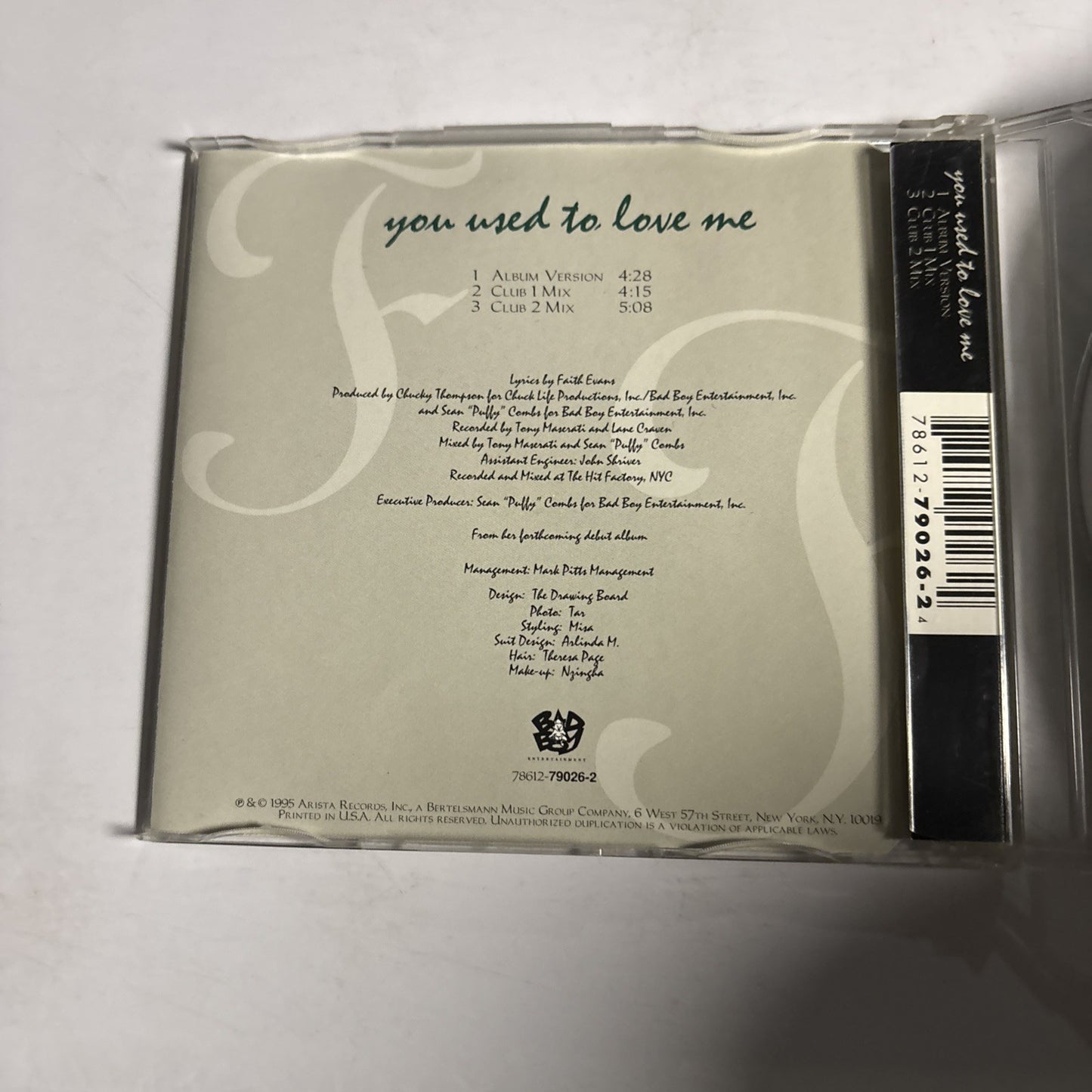 Faith Evans – You Used To Love Me (CD, 1995) US 78612-79026-2