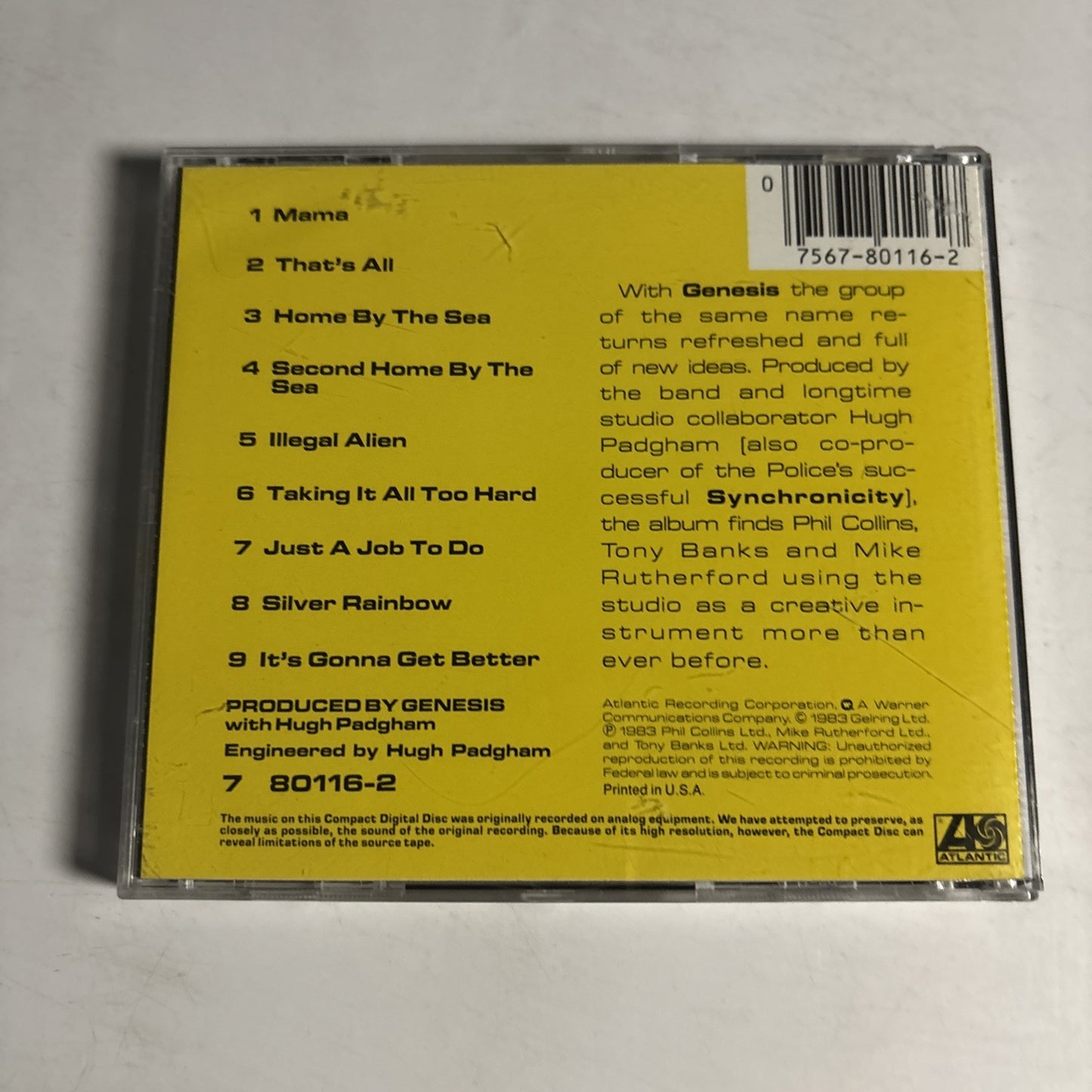 Genesis – Genesis (CD, 1984) US 7 80116-2