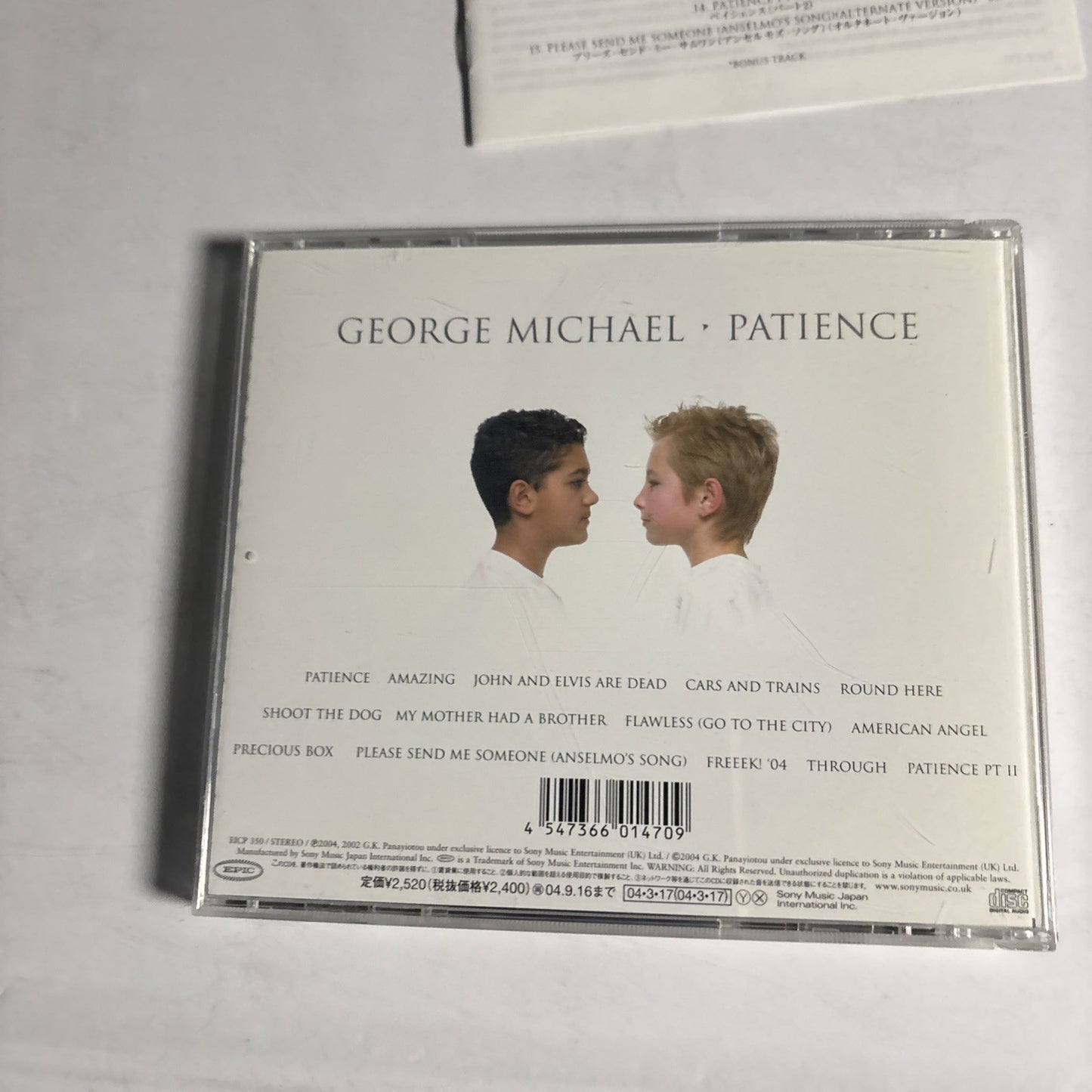 George Michael – Patience  (CD, 2004) Japan Bonus Track EICP 350