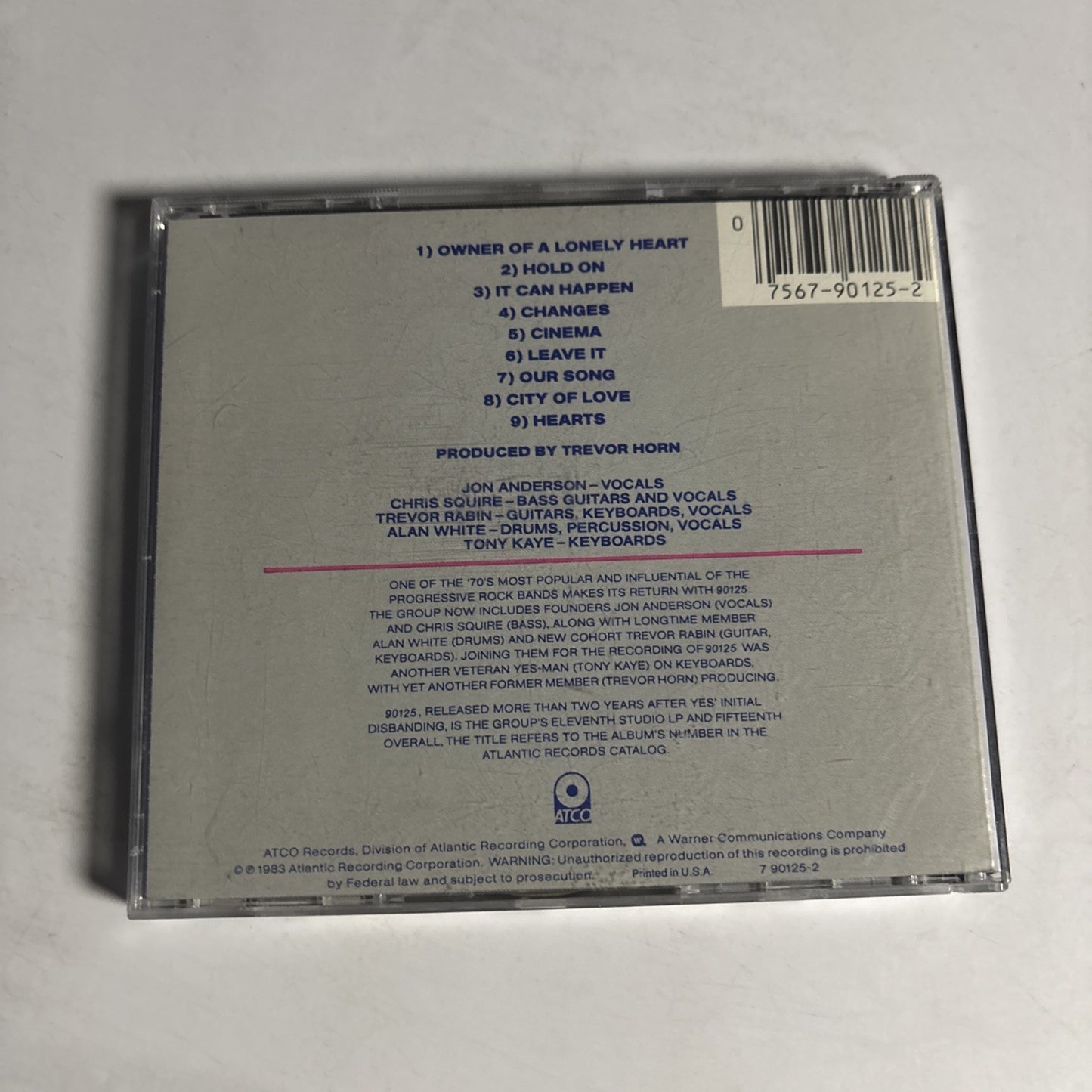 Yes – 90125 (CD, 0) US 7 90125-2