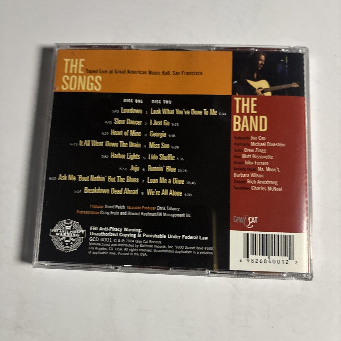 Boz Scaggs – Greatest Hits Live (CD, 2004) US GCD 4001