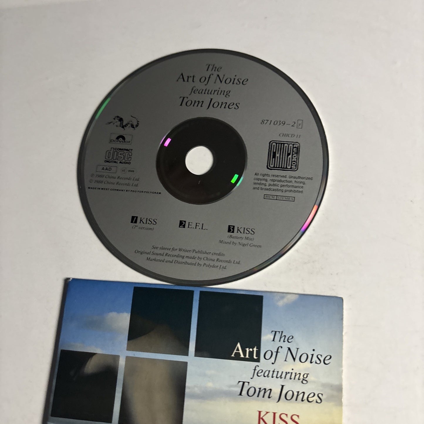 The Art Of Noise, Tom Jones – Kiss (CD, 1988) Europe Digipak 871 039-2