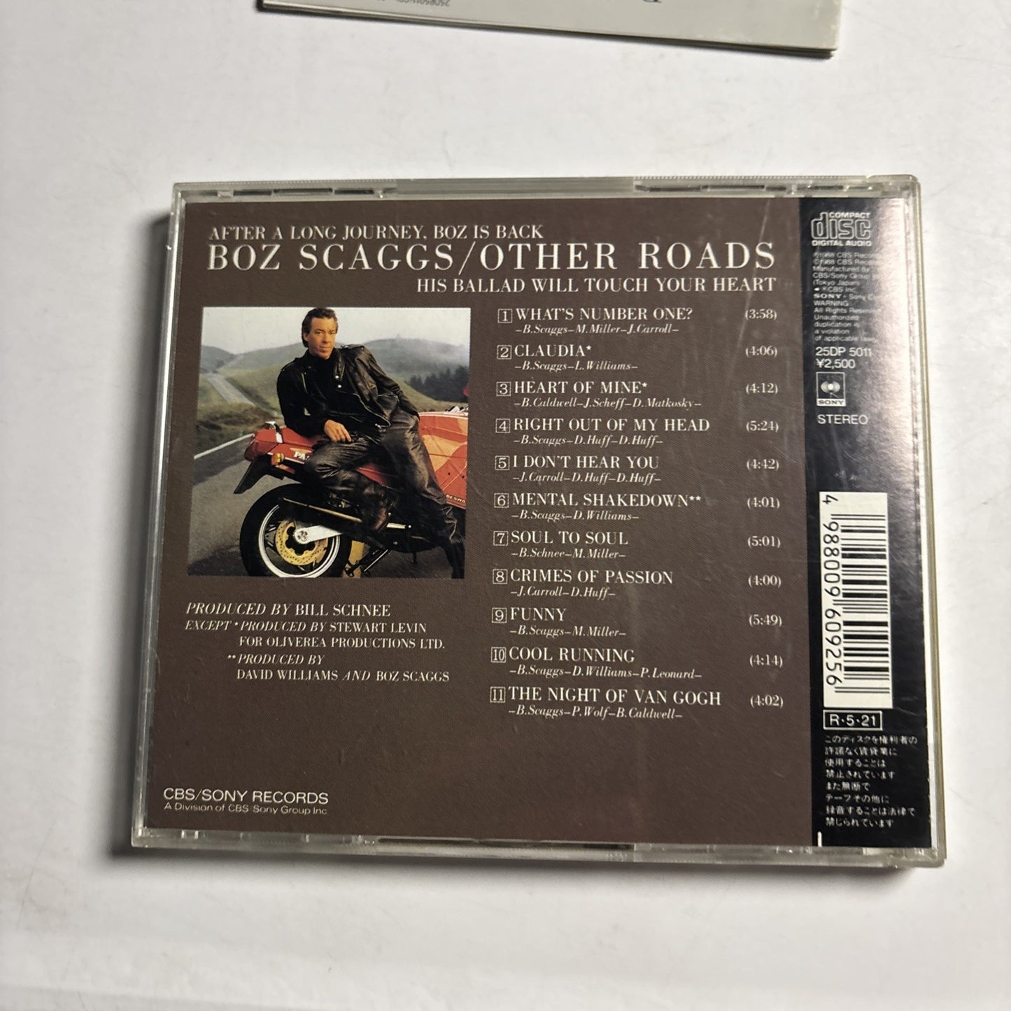 Boz Scaggs – Other Roads (CD, 1988) Japan 25DP 5011