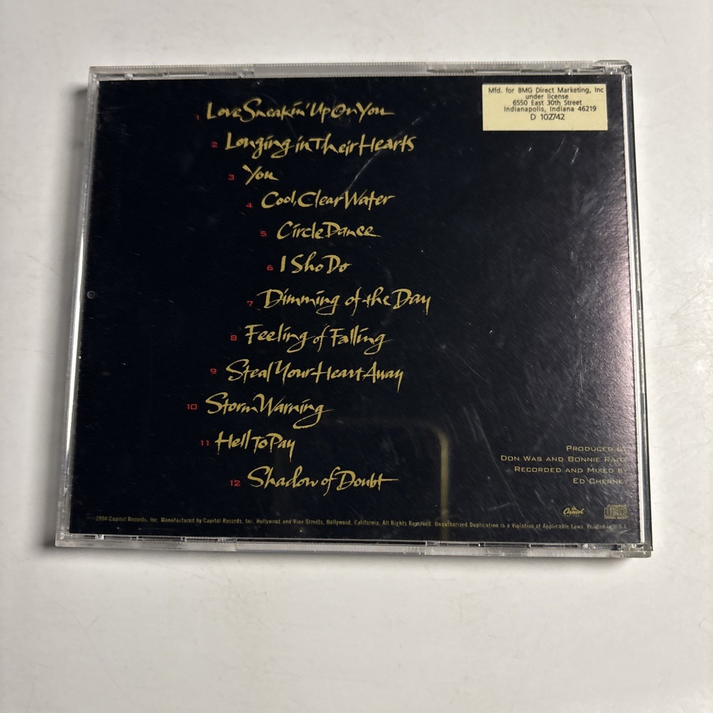 Bonnie Raitt – Longing In Their Hearts (CD, 1994) US CDP 0777 7 81427 2 0