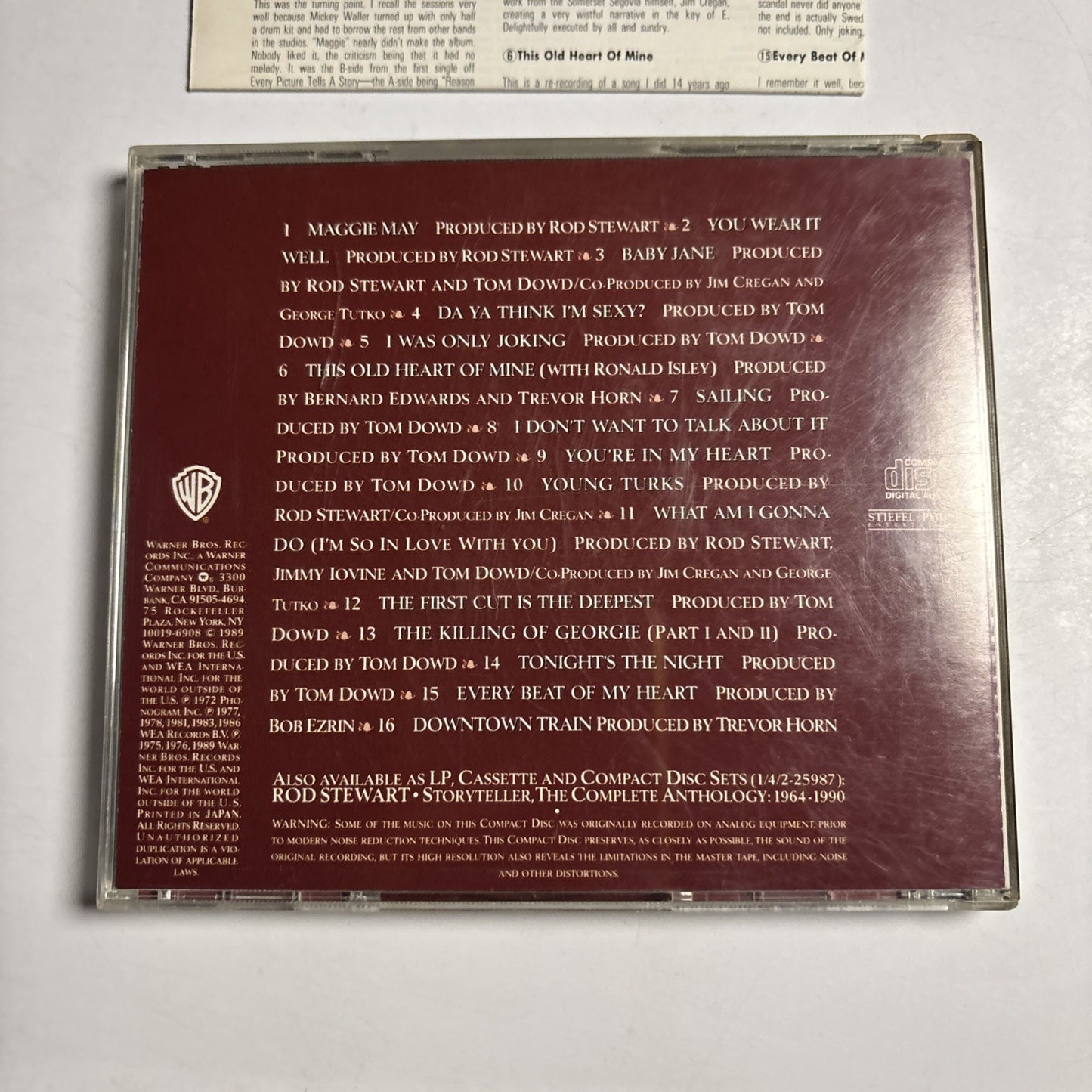 Rod Stewart – The Best Of Rod Stewart (CD, 1989) Japan Bonus Track 22P2-3116