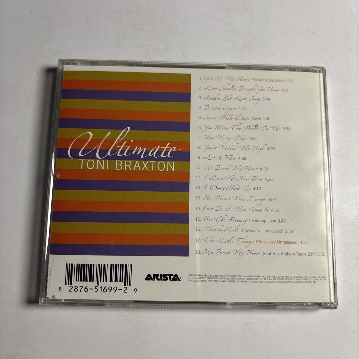 Toni Braxton – Ultimate Toni Braxton (CD, 2003) US 82876-51699-2