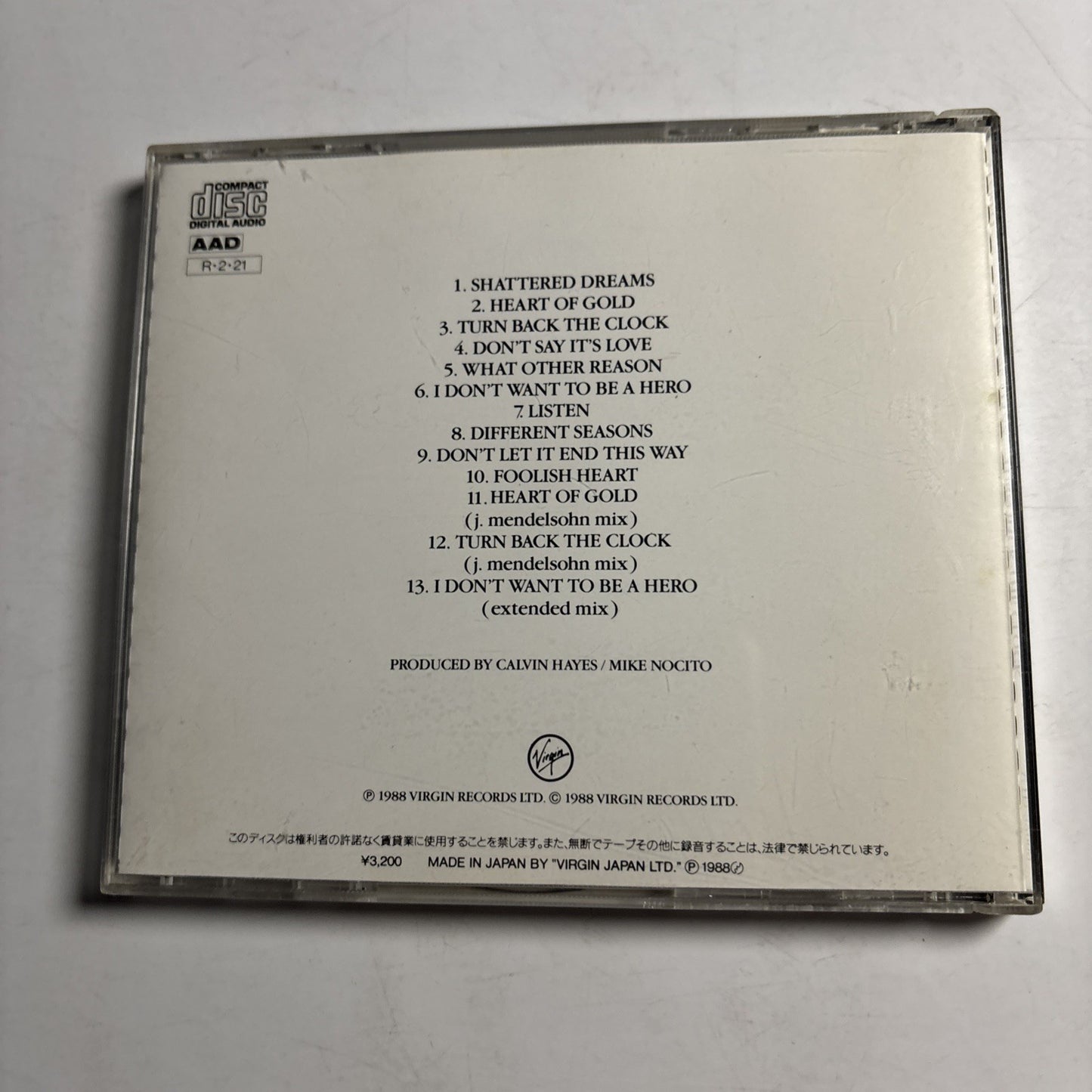 Johnny Hates Jazz – Turn Back The Clock (CD, 1988) Japan VJD-32009