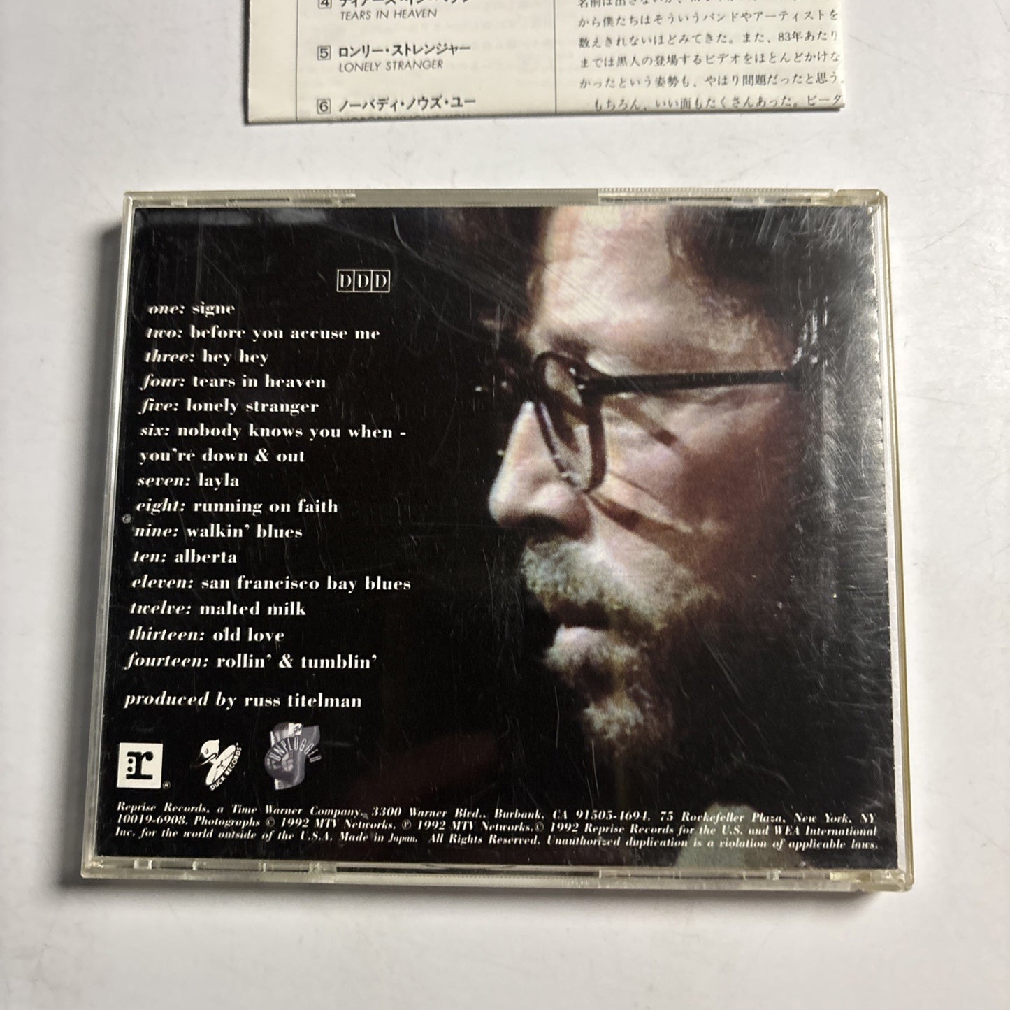 Eric Clapton – Unplugged  (CD, 1992) Japan WPCP-4950
