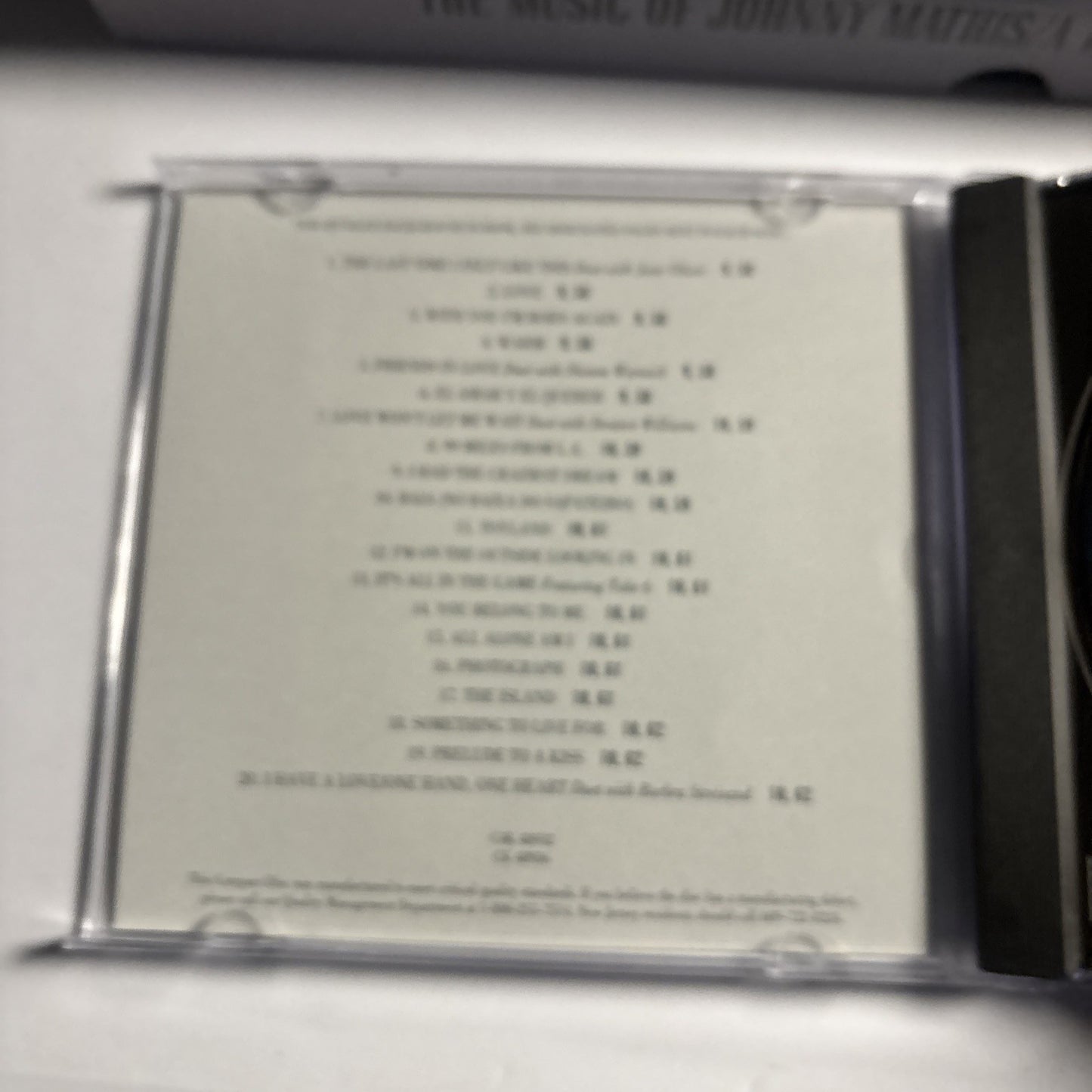 Music of Johnny Mathis: a Personal Collection by Johnny Mathis (CD, 1993) 48932