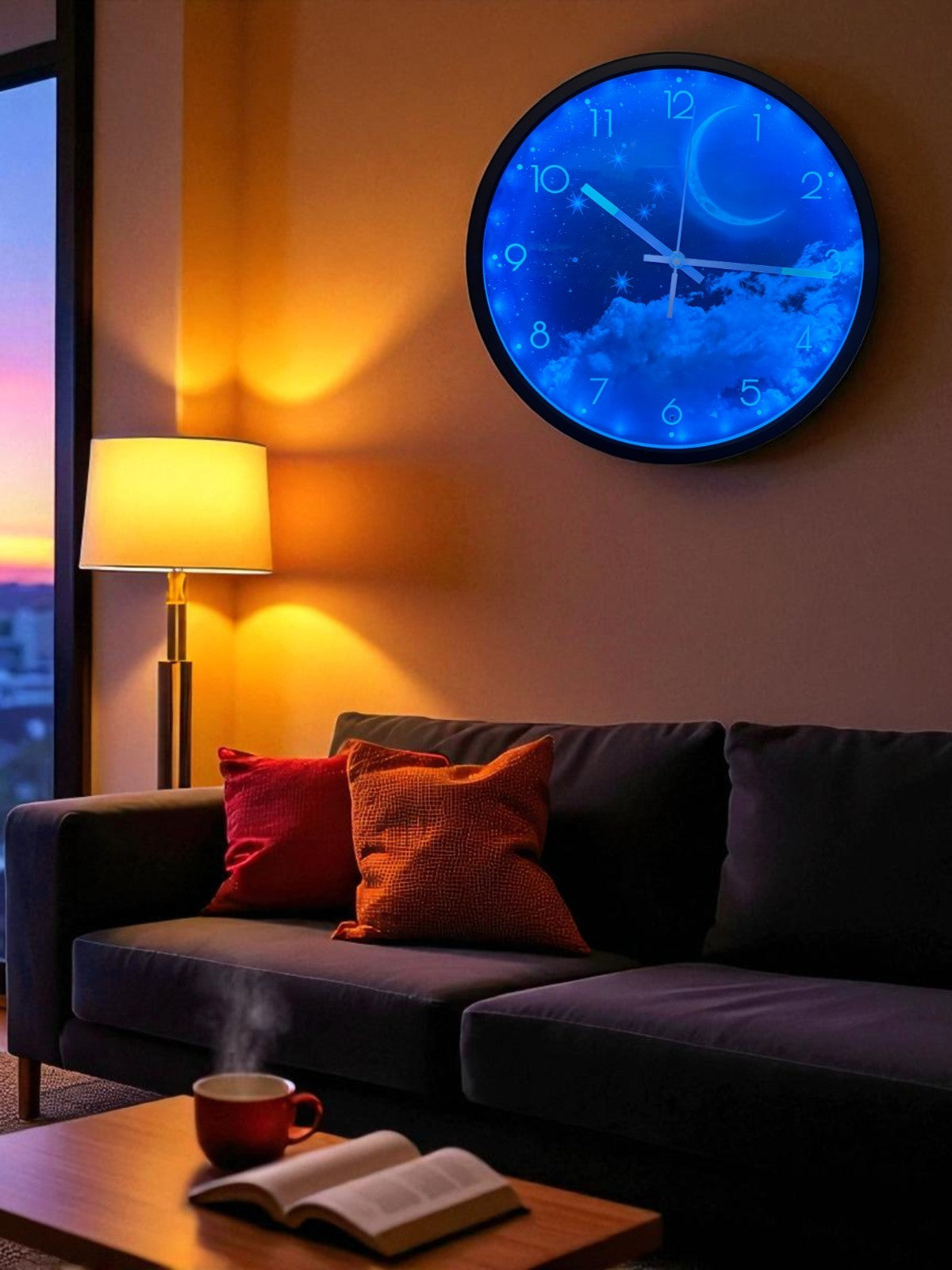 Australian Southern Cross Night Light 30cm Wall Clock – Sound-Activated, Silent, Battery-Operated