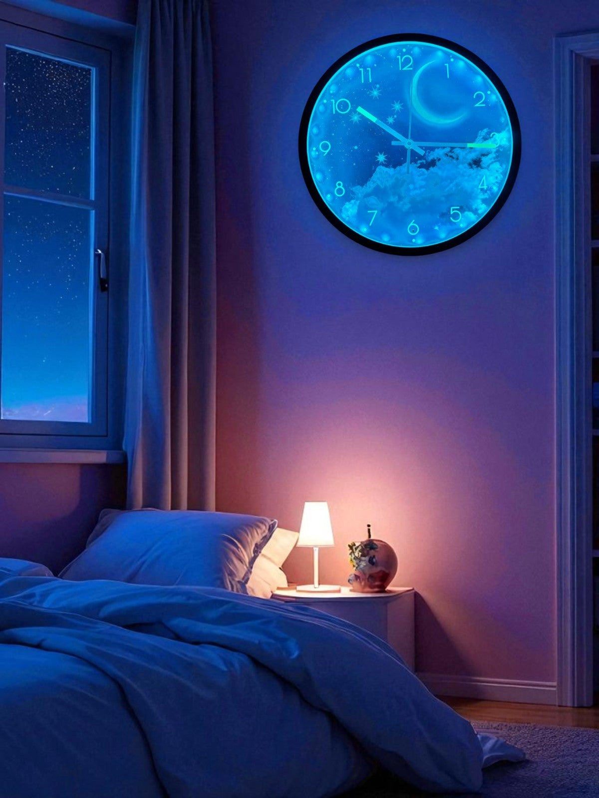 Australian Southern Cross Night Light 30cm Wall Clock – Sound-Activated, Silent, Battery-Operated