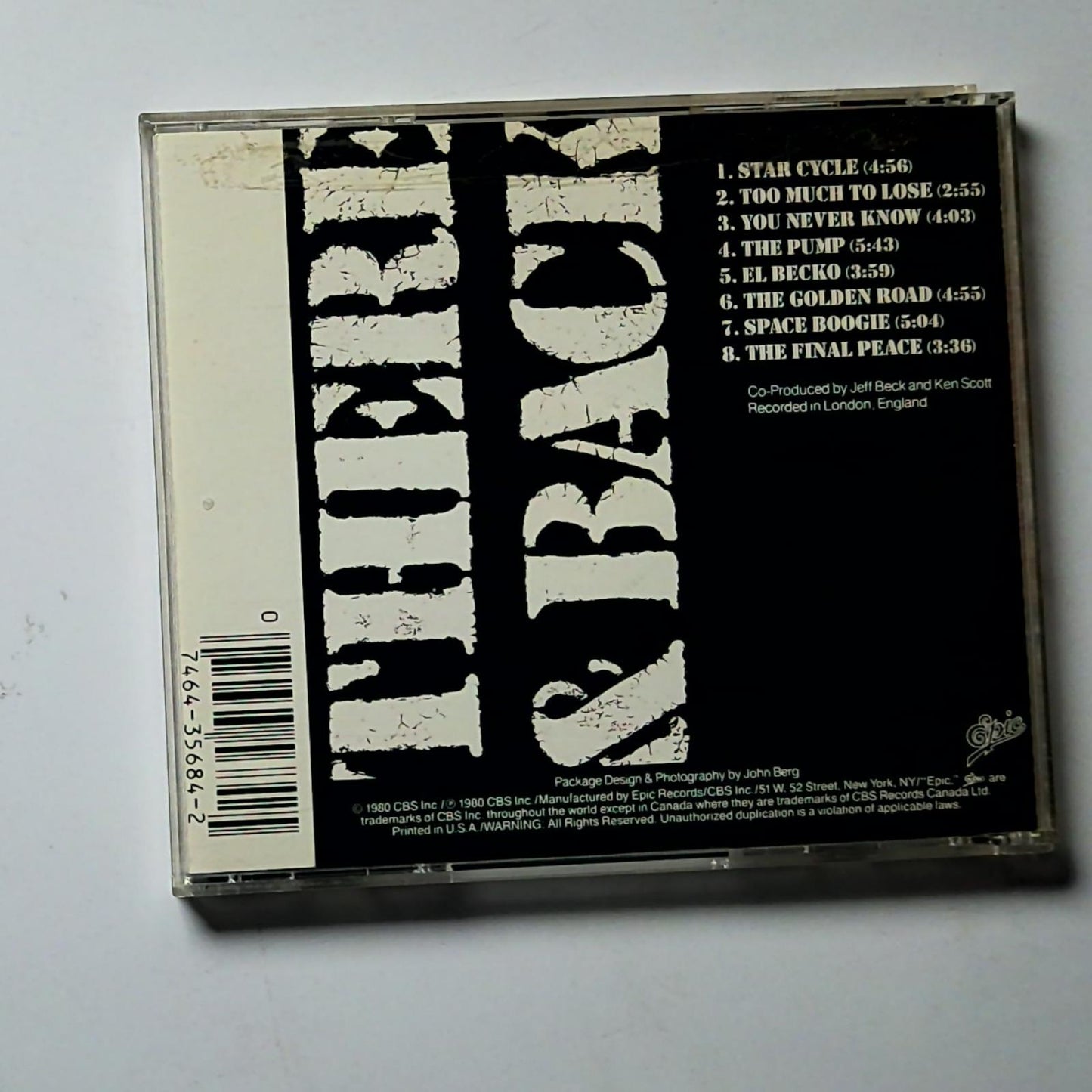 Jeff Beck – There And Back (CD, 1986) US EK 35684