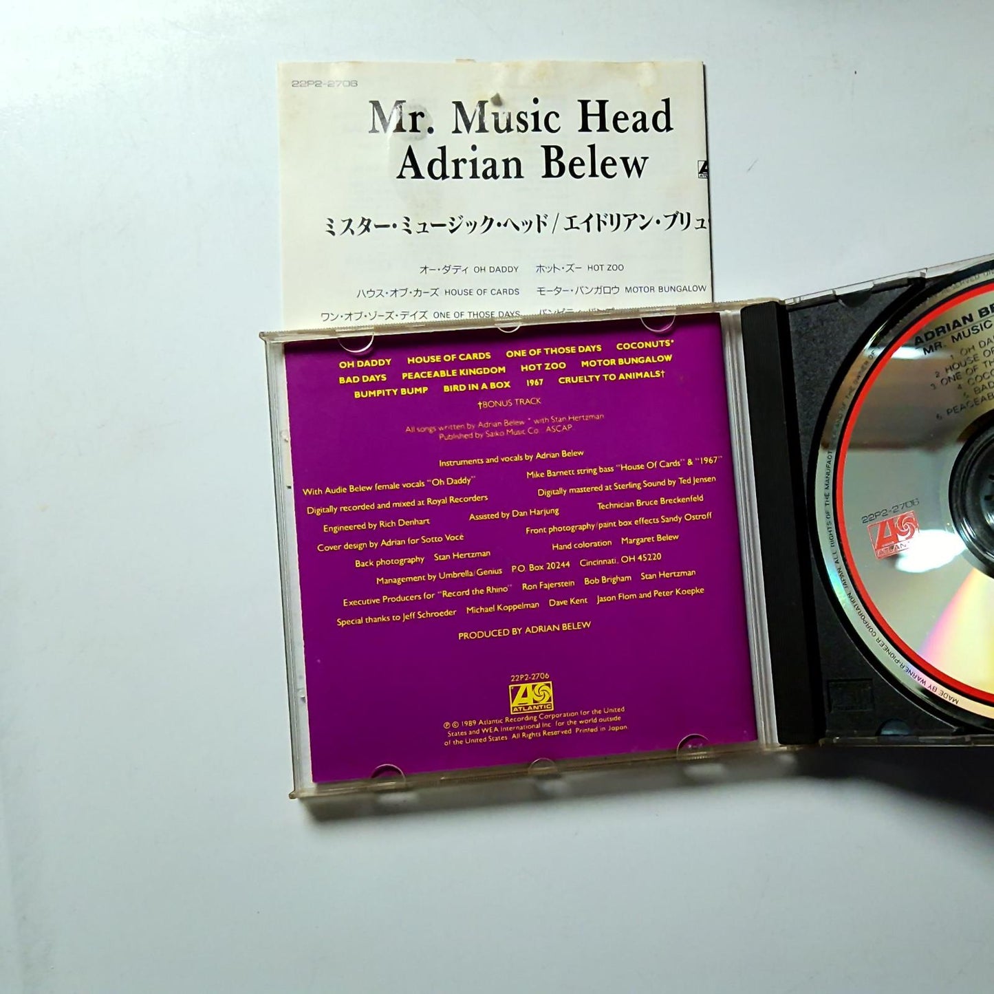 Adrian Belew – Mr.Music Head (CD, 1989) Japan 22P2-2706