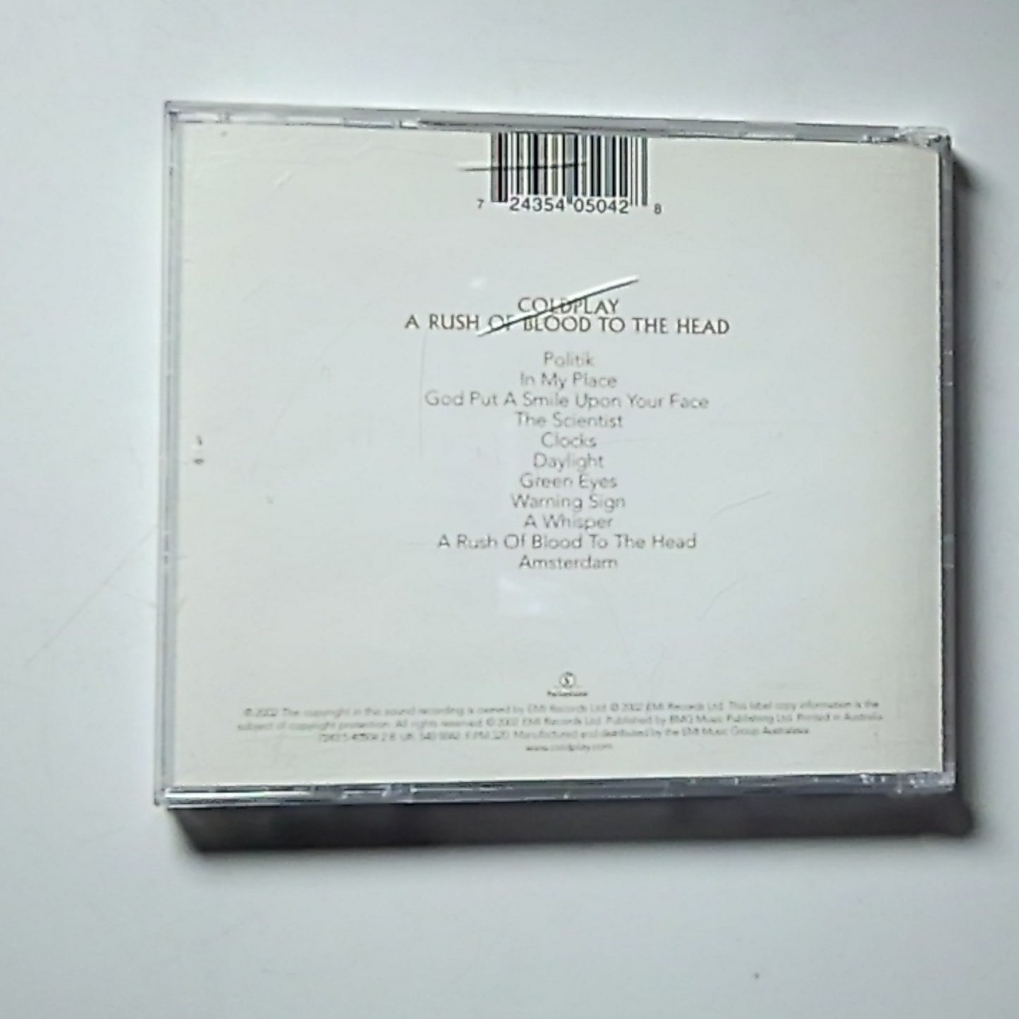 Coldplay – A Rush Of Blood To The Head (CD, 2002) Australia 7243 5 40504 2 8