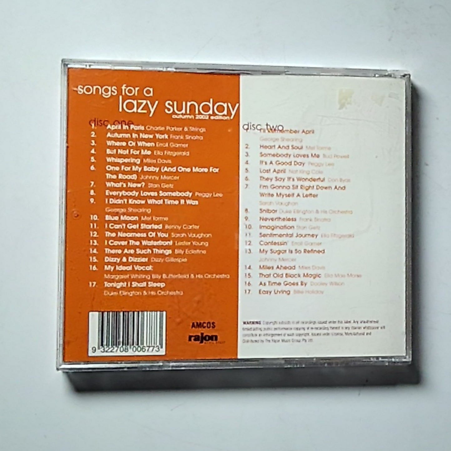 Songs For A Lazy Sunday (Autumn 2002 Edition) (CD, 2002) Australia STV0021